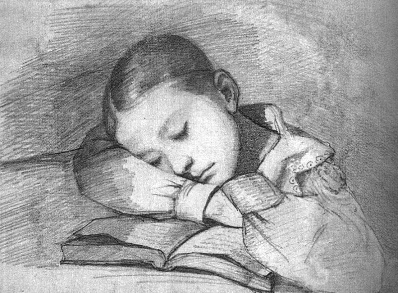 Wikioo.org - The Encyclopedia of Fine Arts - Painting, Artwork by Gustave Courbet - Portrait of Juliette Courbet as a Sleeping Child