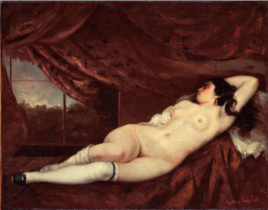 Wikioo.org – La Enciclopedia de las Bellas Artes - Pintura, Obras de arte de Gustave Courbet - durmiendo mujer desnuda