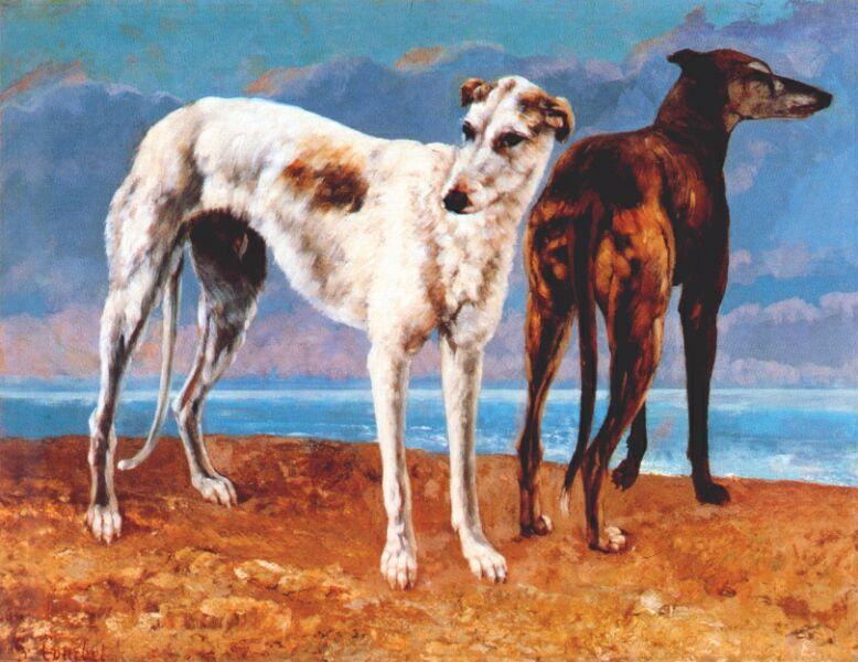 Wikioo.org - The Encyclopedia of Fine Arts - Painting, Artwork by Gustave Courbet - Greyhounds of Comte de Choiseul