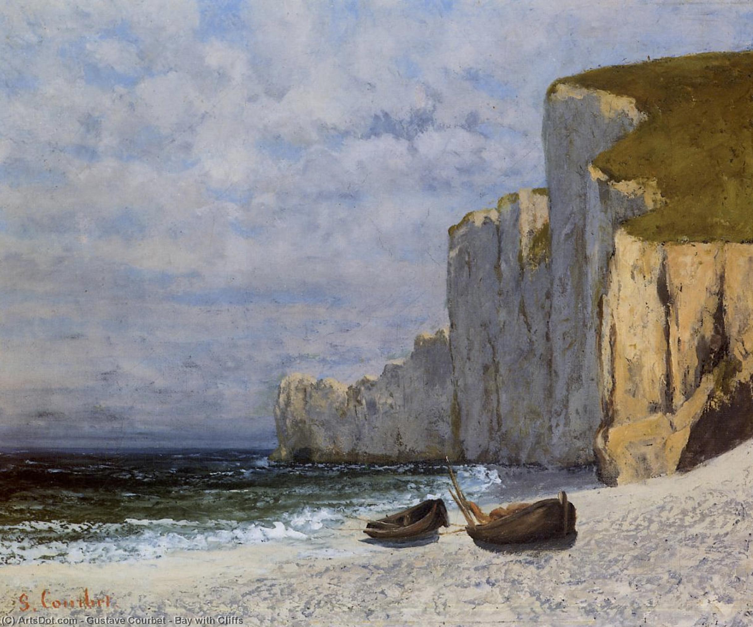 Wikioo.org – L'Enciclopedia delle Belle Arti - Pittura, Opere di Gustave Courbet - Bay con Cliffs