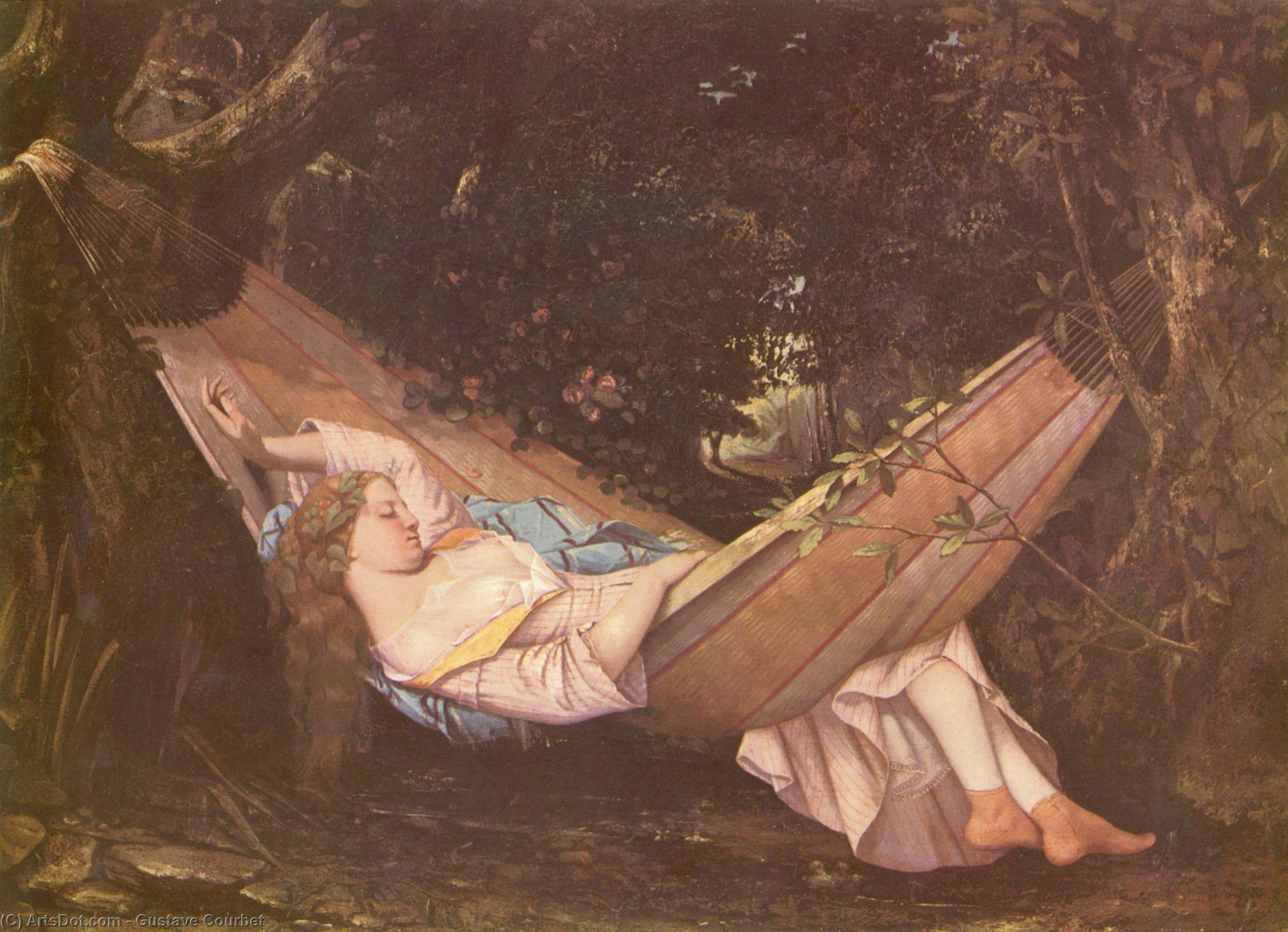 WikiOO.org - Enciclopédia das Belas Artes - Pintura, Arte por Gustave Courbet - The Hammock