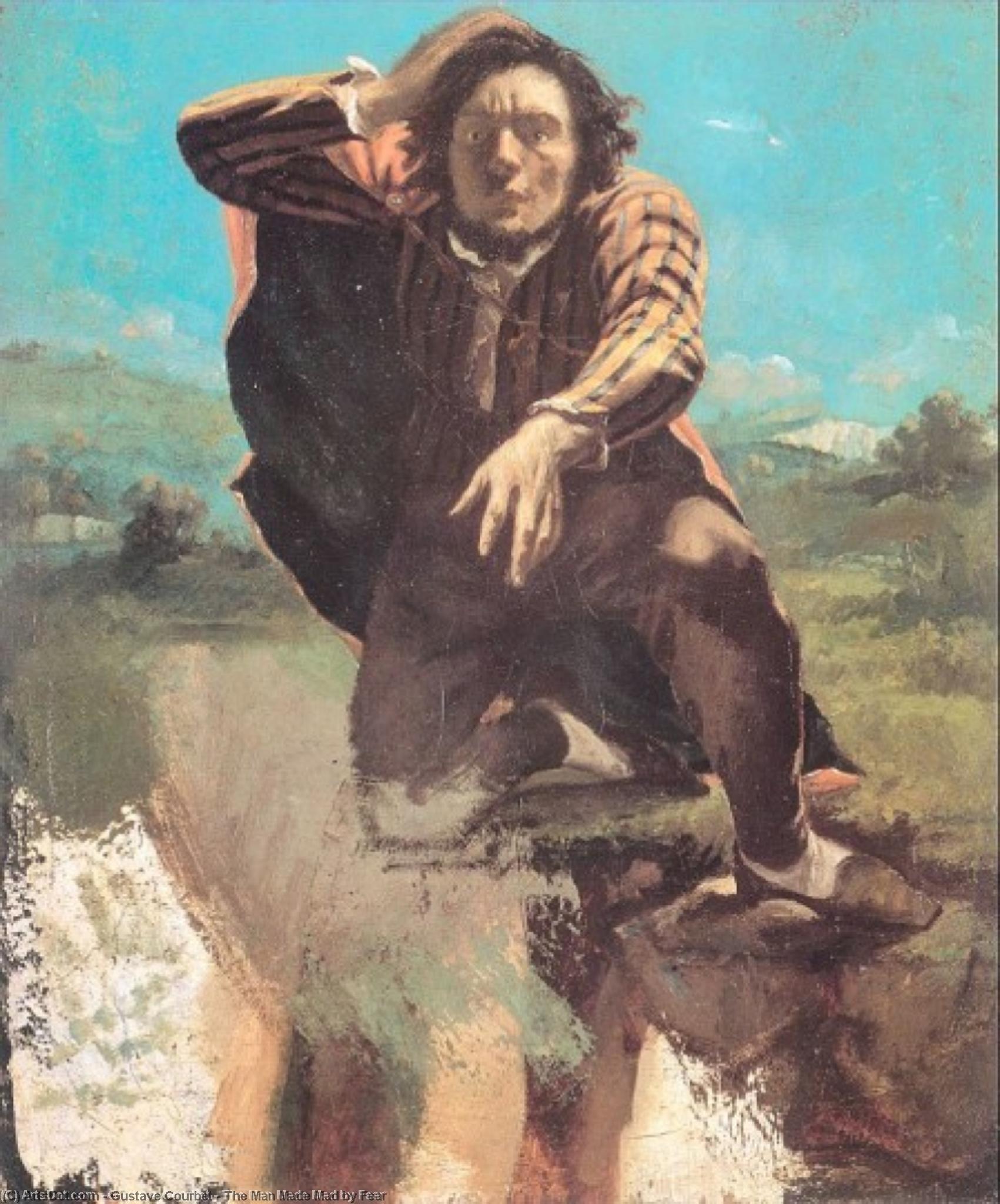 WikiOO.org - Энциклопедия изобразительного искусства - Живопись, Картины  Gustave Courbet - мужчина сделал  с ума  около  страх