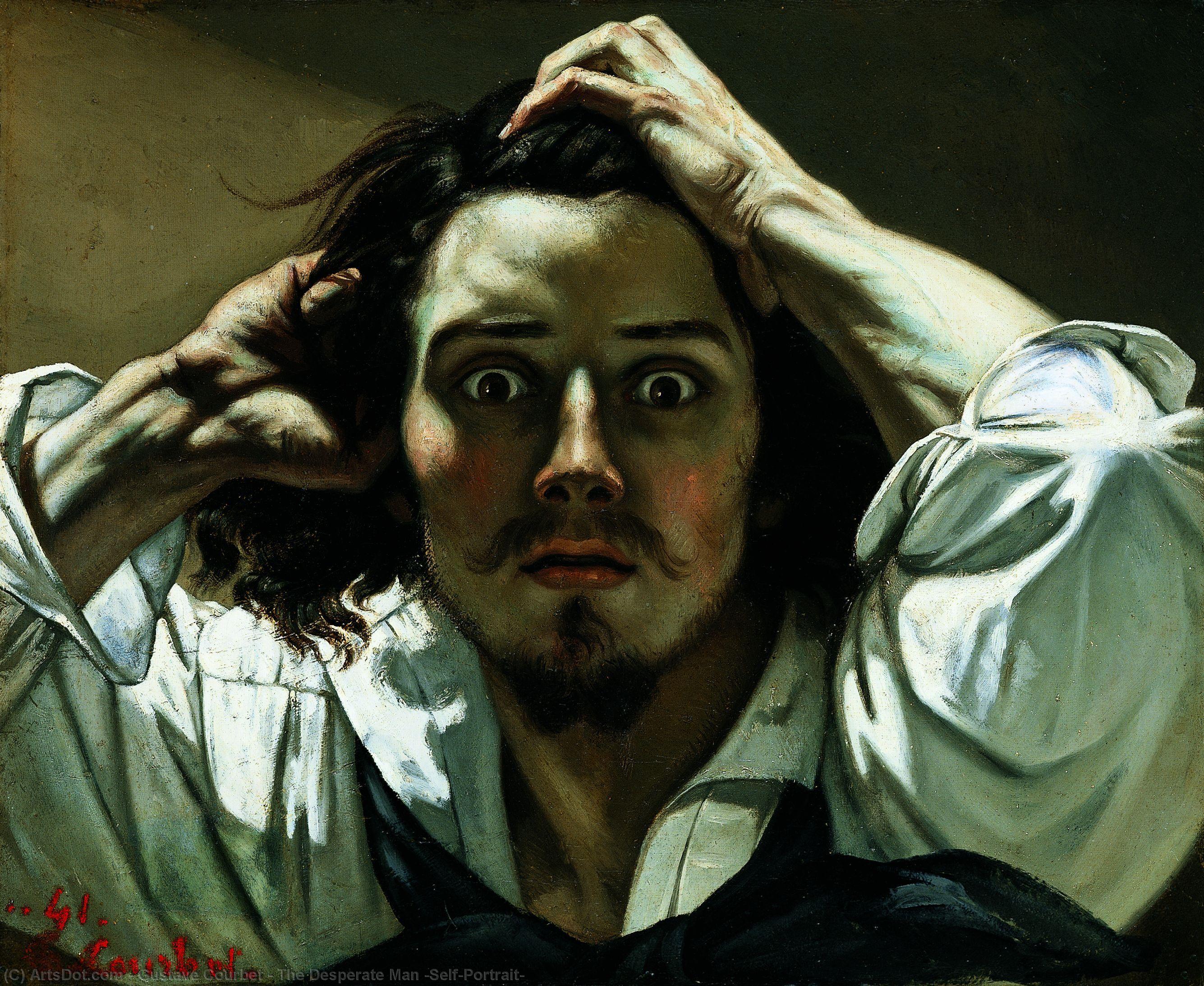 WikiOO.org - Энциклопедия изобразительного искусства - Живопись, Картины  Gustave Courbet - Отчаянное человека  самостоятельно-portrait