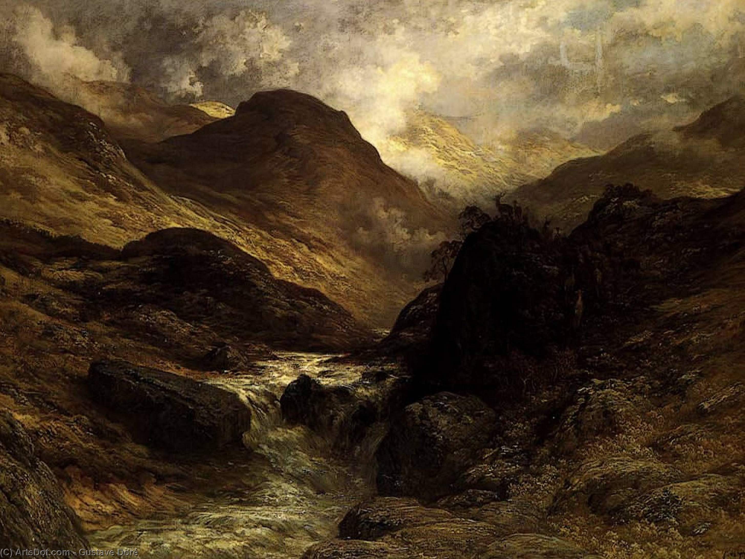 WikiOO.org - Güzel Sanatlar Ansiklopedisi - Resim, Resimler Paul Gustave Doré - A Canyon