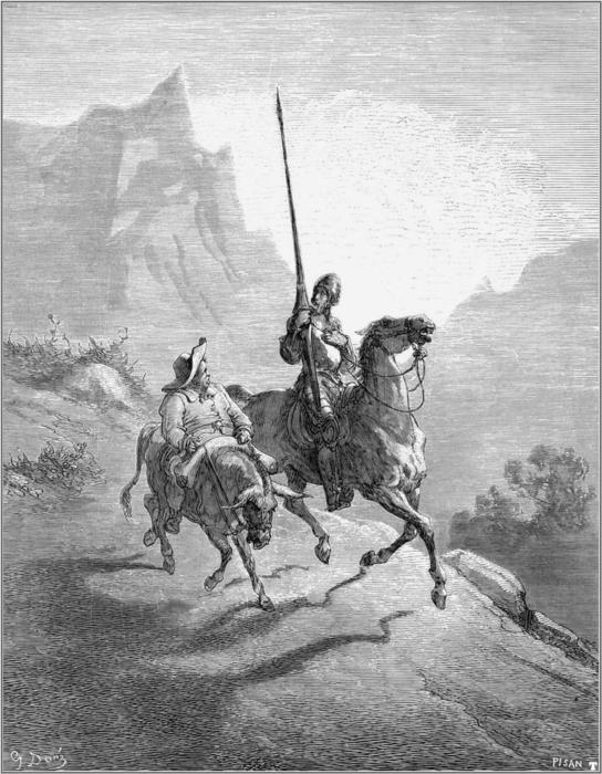 WikiOO.org - Enciclopedia of Fine Arts - Pictura, lucrări de artă Paul Gustave Doré - Don Quixote and Sancho Setting Out