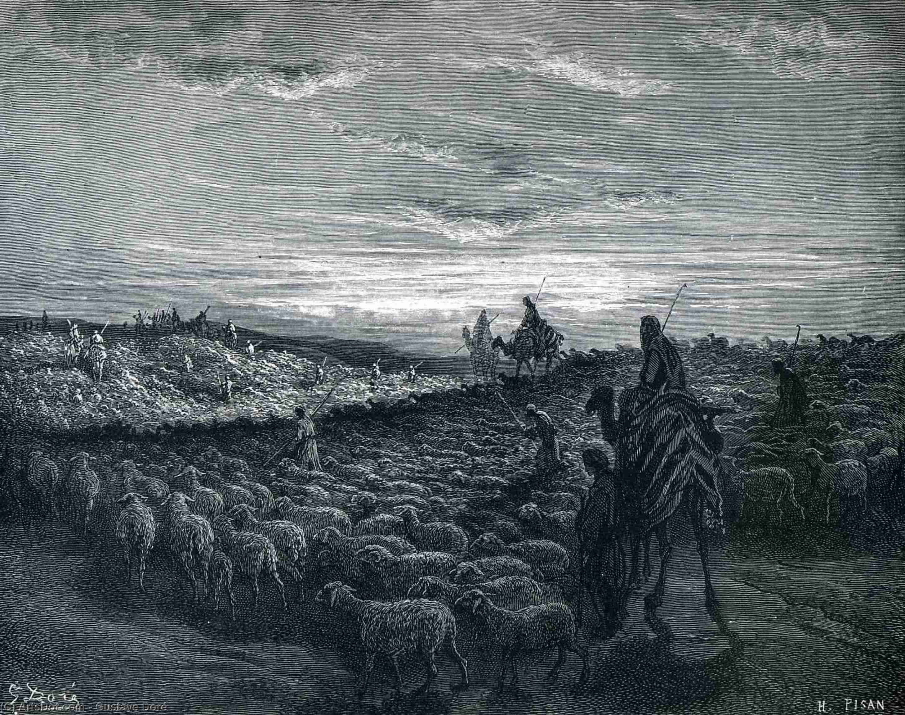 Wikioo.org – L'Enciclopedia delle Belle Arti - Pittura, Opere di Paul Gustave Doré - Abraham cammino Nella terra di Canaan