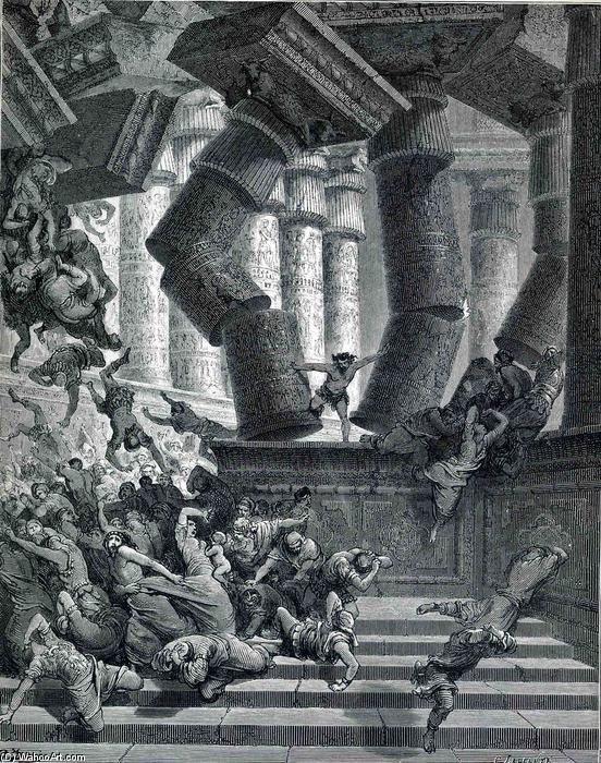 Wikioo.org – L'Enciclopedia delle Belle Arti - Pittura, Opere di Paul Gustave Doré - La morte di Sansone