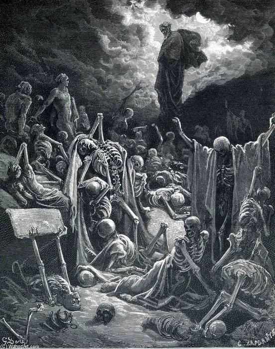 Wikioo.org - The Encyclopedia of Fine Arts - Painting, Artwork by Paul Gustave Doré - The Vision of the Valley of Dry Bones