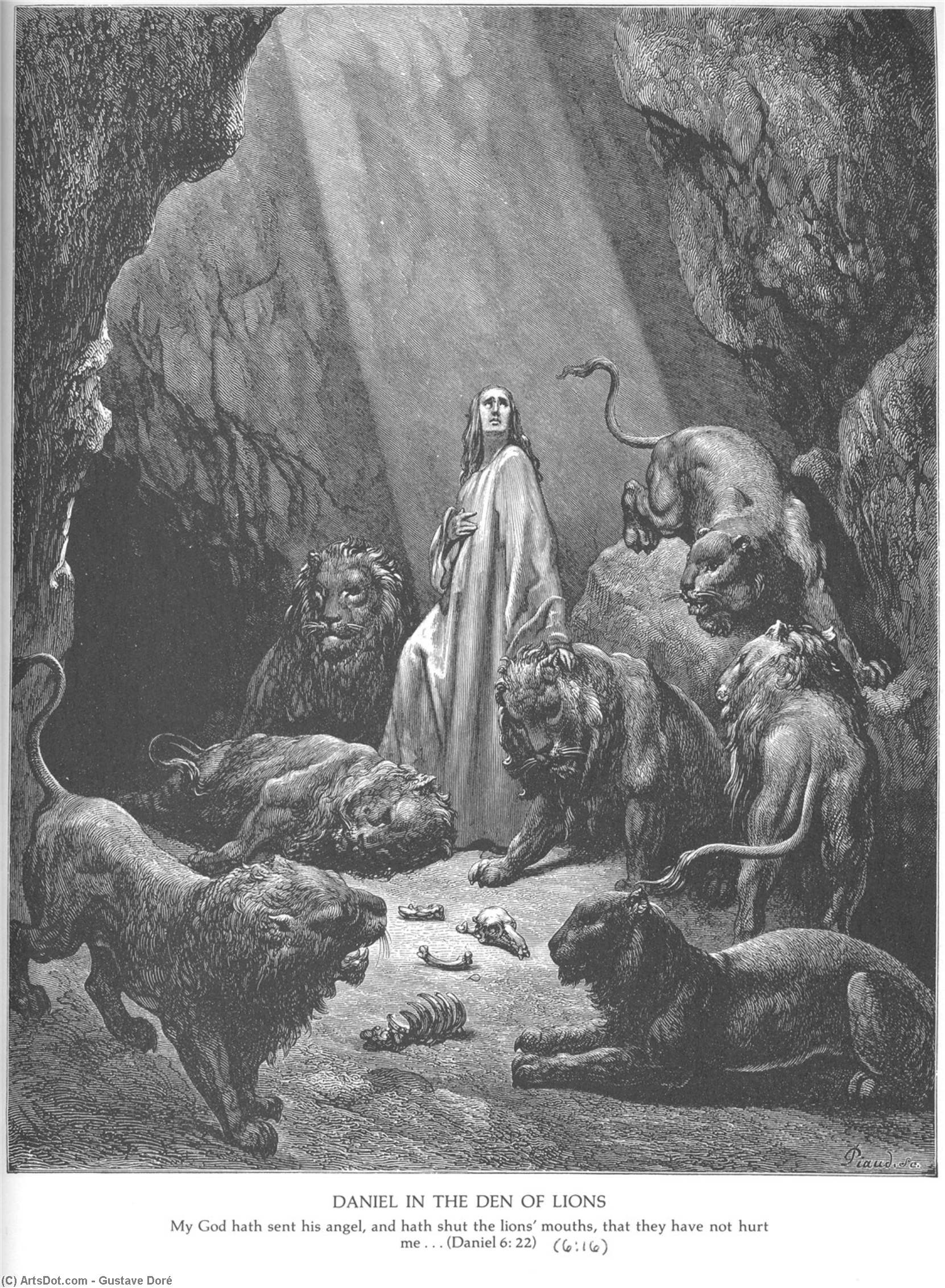 Wikioo.org – L'Enciclopedia delle Belle Arti - Pittura, Opere di Paul Gustave Doré - Daniele nella fossa dei leoni