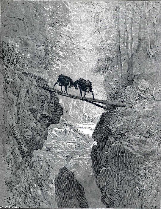 WikiOO.org - Enciclopedia of Fine Arts - Pictura, lucrări de artă Paul Gustave Doré - The Two Goats
