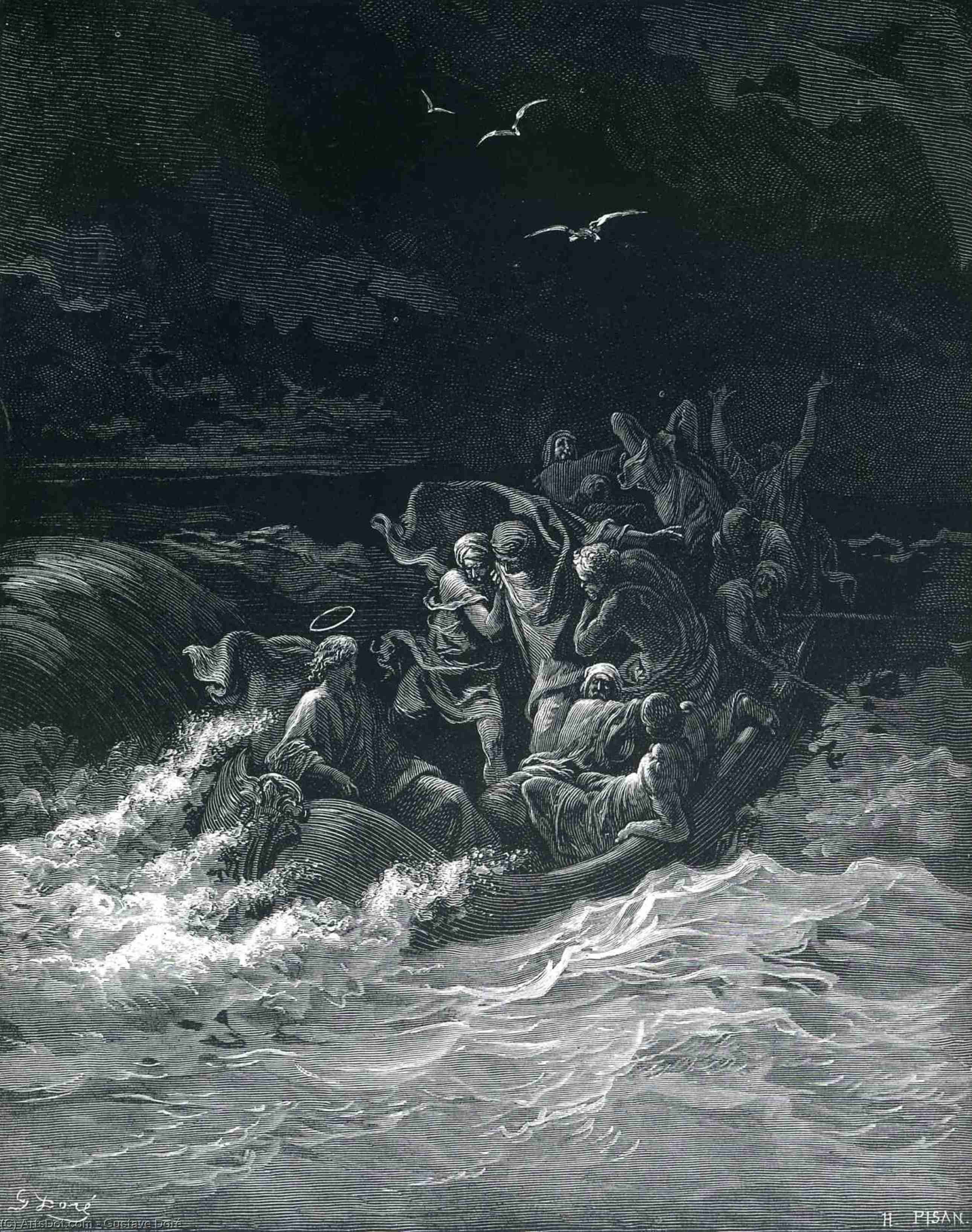 Wikioo.org – La Enciclopedia de las Bellas Artes - Pintura, Obras de arte de Paul Gustave Doré - Abisai salva la vida de David