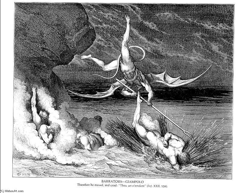 Wikioo.org - The Encyclopedia of Fine Arts - Painting, Artwork by Paul Gustave Doré - Barrators--Giampolo