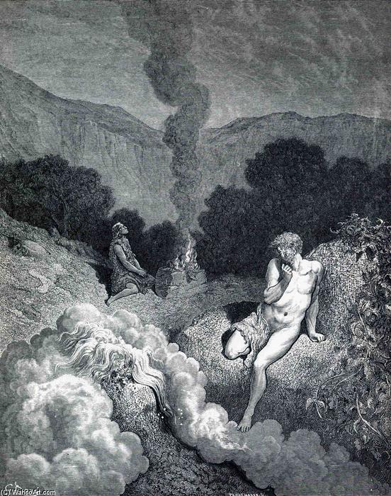 Wikioo.org – L'Enciclopedia delle Belle Arti - Pittura, Opere di Paul Gustave Doré - Caino e Abele che offrono i loro sacrifici
