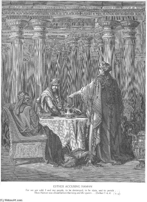 WikiOO.org - Encyclopedia of Fine Arts - Målning, konstverk Paul Gustave Doré - Esther Accuses Haman