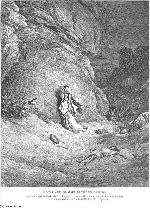 Wikioo.org - The Encyclopedia of Fine Arts - Painting, Artwork by Paul Gustave Doré - Hagar and Ishmael in the Wilderness
