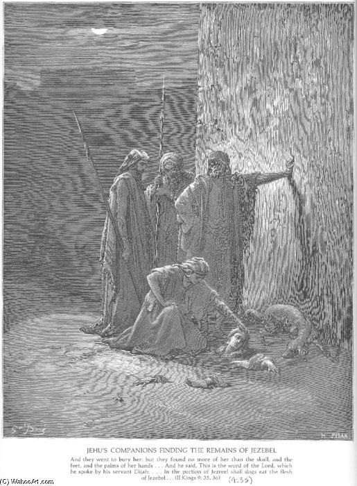 Wikioo.org - The Encyclopedia of Fine Arts - Painting, Artwork by Paul Gustave Doré - Jehu's Companions Find Jezebel's Remains