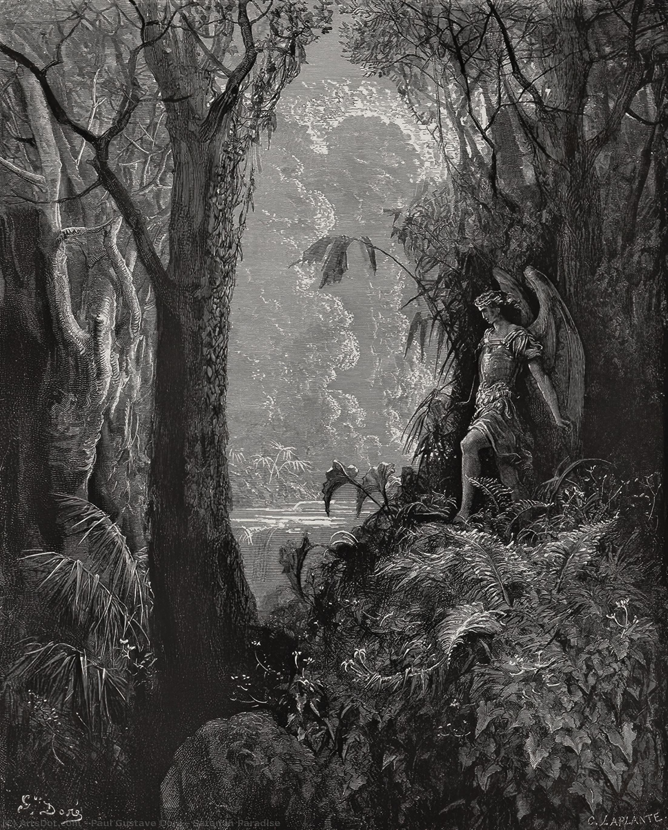 WikiOO.org - Encyclopedia of Fine Arts - Maalaus, taideteos Paul Gustave Doré - Satan in Paradise