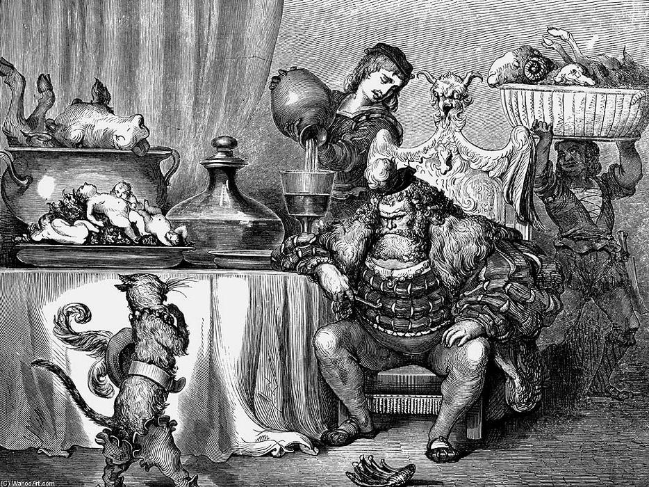 Wikioo.org - Bách khoa toàn thư về mỹ thuật - Vẽ tranh, Tác phẩm nghệ thuật Paul Gustave Doré - The Ogre Received Him As Civilly As An Ogre Can