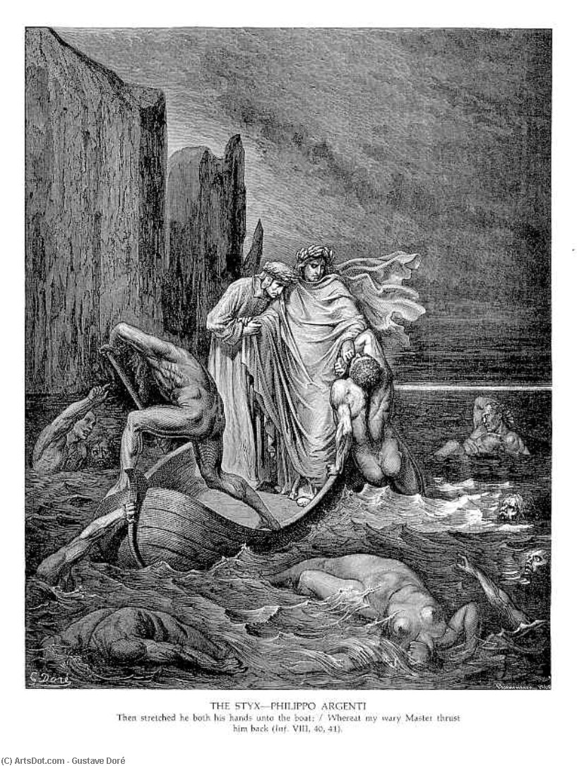 Wikioo.org - The Encyclopedia of Fine Arts - Painting, Artwork by Paul Gustave Doré - The Styx--Philippo Argenti