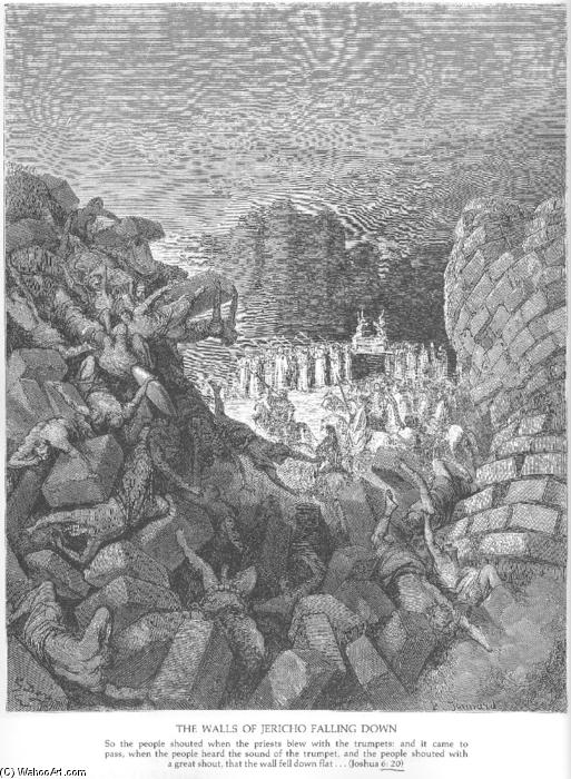 WikiOO.org - دایره المعارف هنرهای زیبا - نقاشی، آثار هنری Paul Gustave Doré - The Walls of Jericho Fall Down