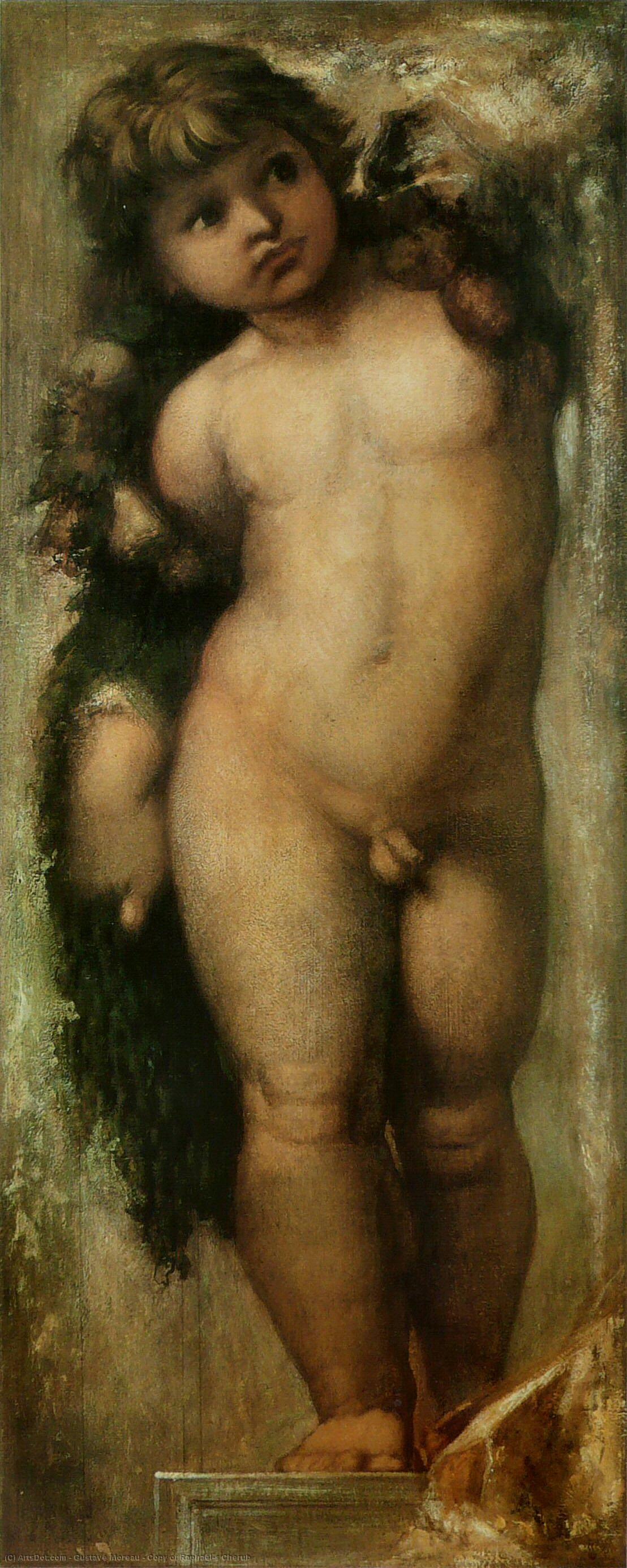 Wikioo.org - Die Enzyklopädie bildender Kunst - Malerei, Kunstwerk von Gustave Moreau - Kopie von Raffaels Engel
