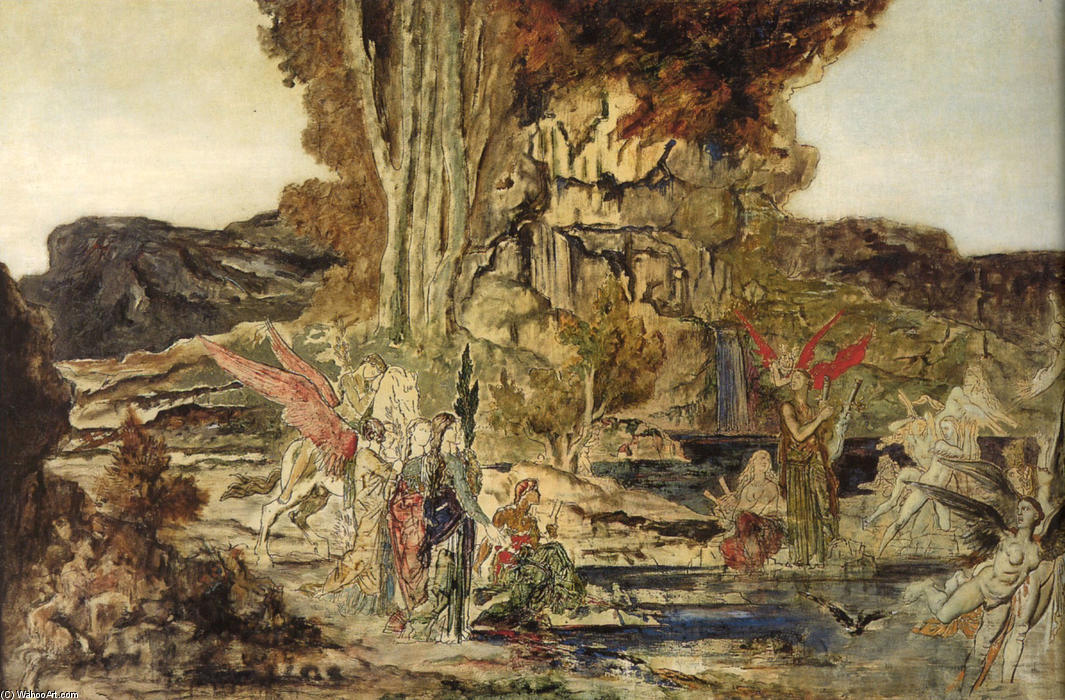 Wikoo.org - موسوعة الفنون الجميلة - اللوحة، العمل الفني Gustave Moreau - The Pierides