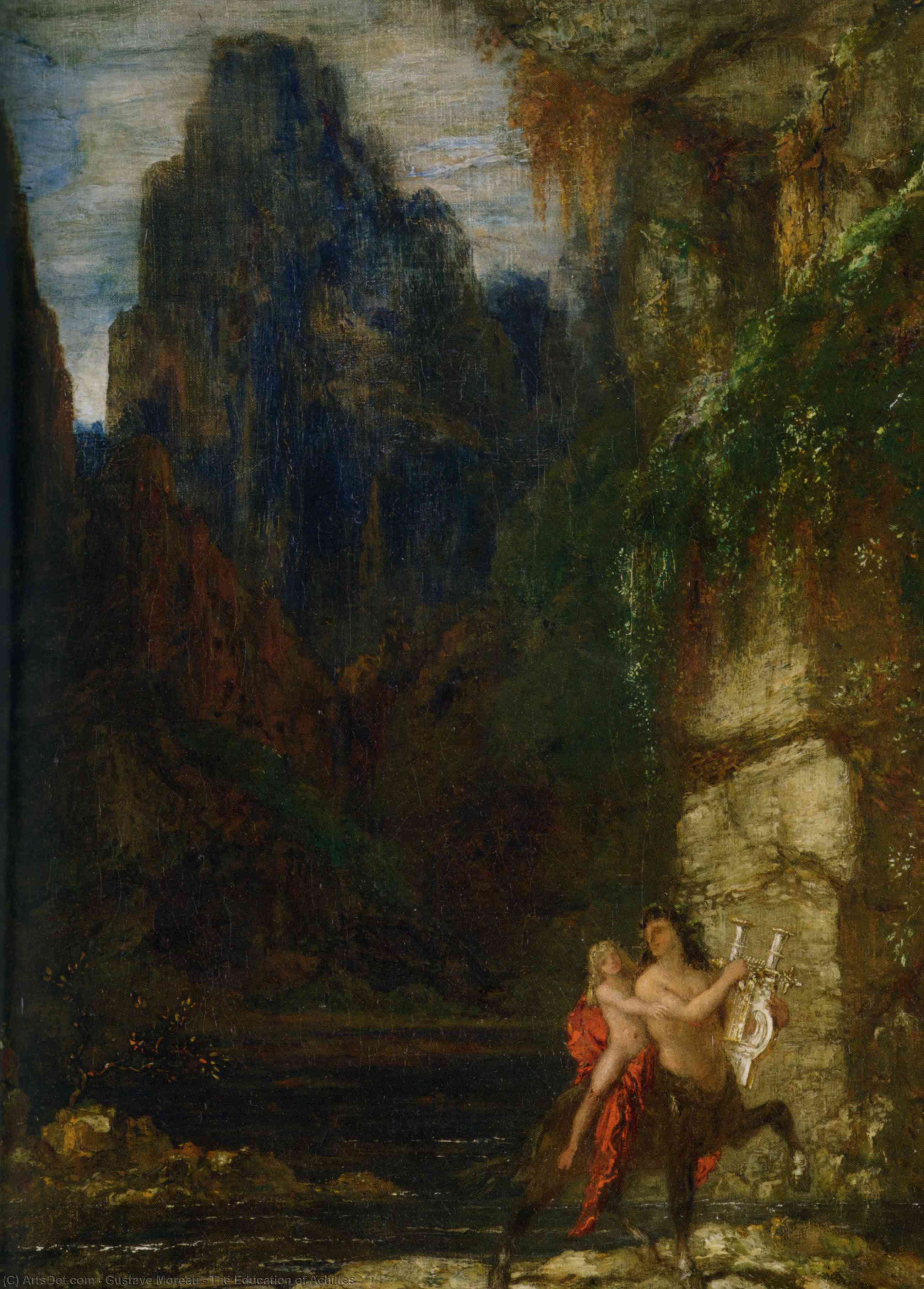 Wikoo.org - موسوعة الفنون الجميلة - اللوحة، العمل الفني Gustave Moreau - The Education of Achilles