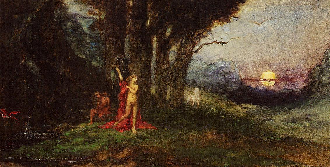Wikioo.org - Bách khoa toàn thư về mỹ thuật - Vẽ tranh, Tác phẩm nghệ thuật Gustave Moreau - Pasiphae and the Bul