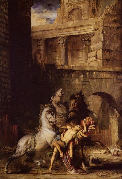 Wikioo.org - Die Enzyklopädie bildender Kunst - Malerei, Kunstwerk von Gustave Moreau - Diomedes von seinen Pferden gefressen