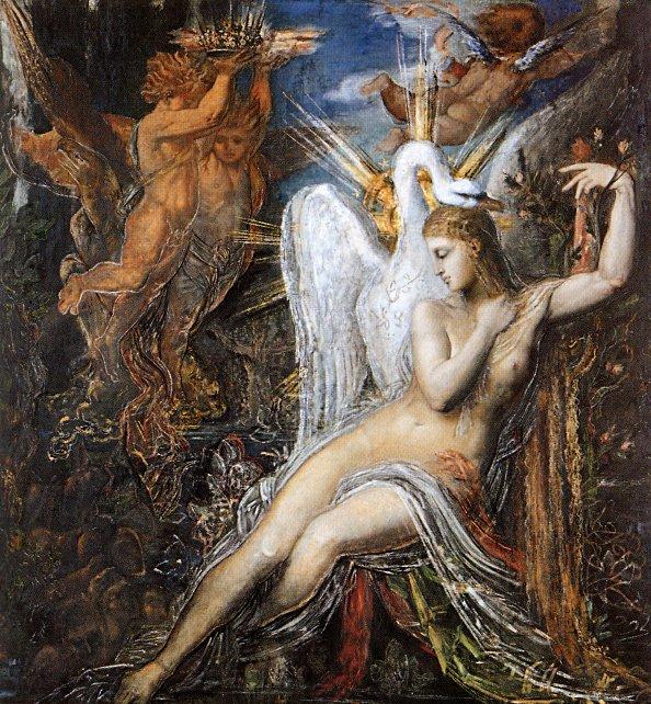 Wikoo.org - موسوعة الفنون الجميلة - اللوحة، العمل الفني Gustave Moreau - Leda