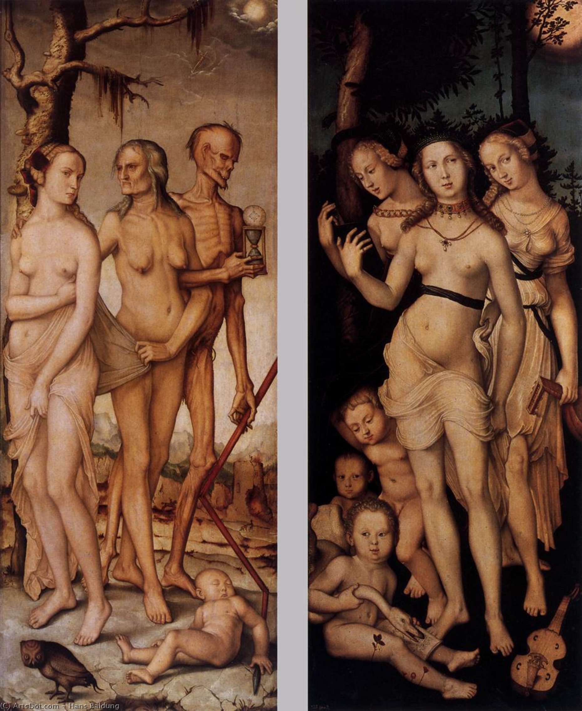 Wikioo.org - The Encyclopedia of Fine Arts - Painting, Artwork by Hans Baldung - Three Ages of Man and Three Graces