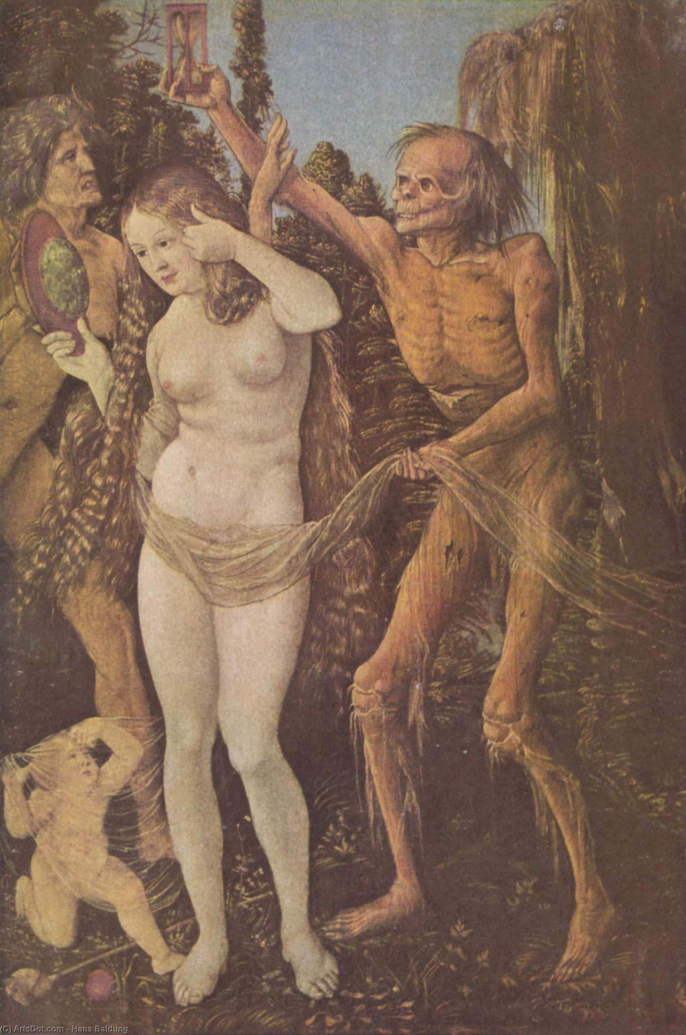Wikioo.org - Bách khoa toàn thư về mỹ thuật - Vẽ tranh, Tác phẩm nghệ thuật Hans Baldung - An Allegory of Death and Beauty