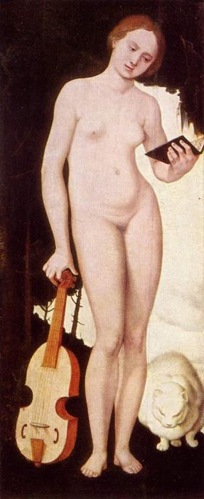 Wikioo.org - The Encyclopedia of Fine Arts - Painting, Artwork by Hans Baldung - Woman with Cat (Allegory of Musik)