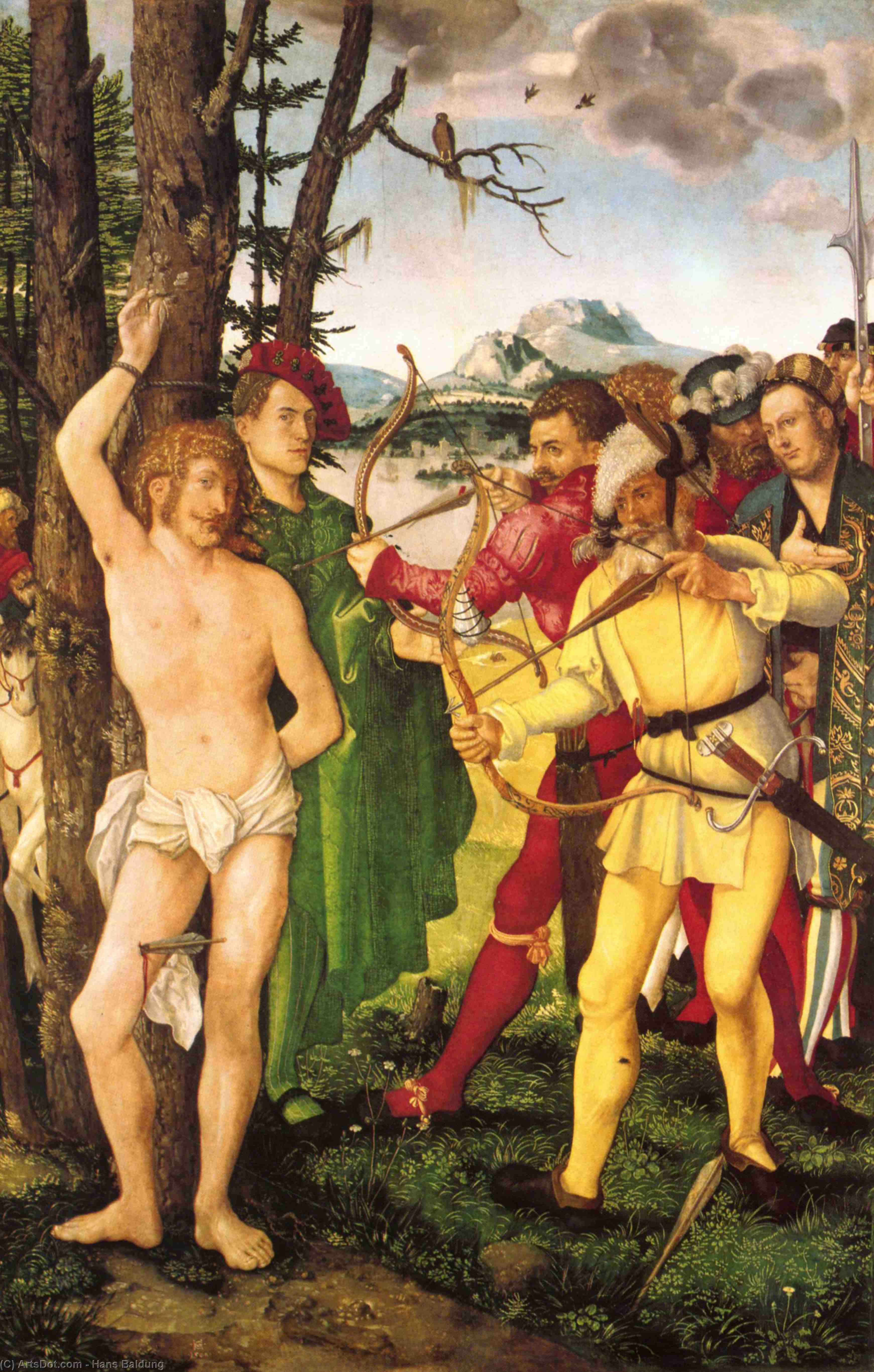 Wikioo.org - The Encyclopedia of Fine Arts - Painting, Artwork by Hans Baldung - Altarpiece with The Martyrdom of St. Sebastian
