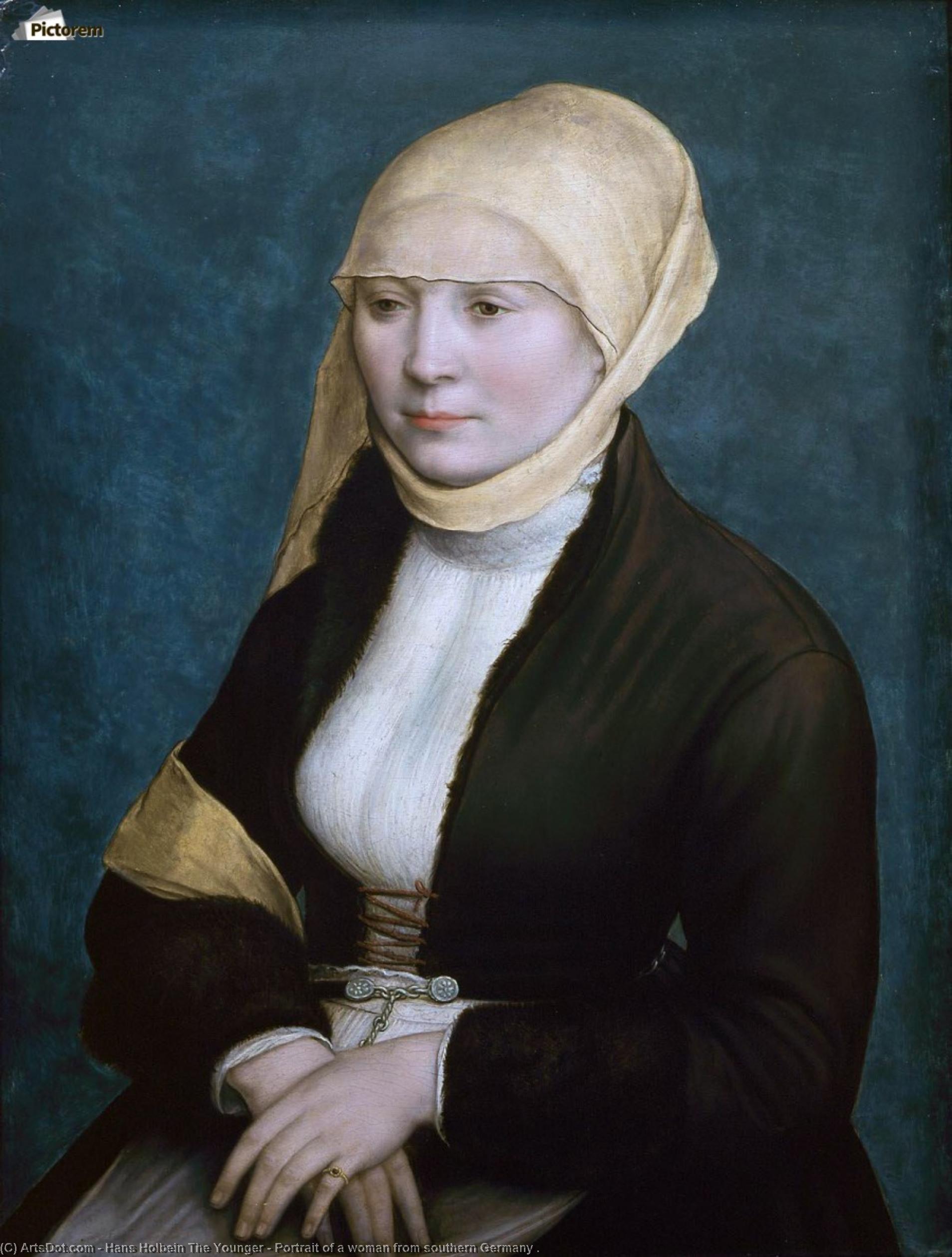 WikiOO.org - دایره المعارف هنرهای زیبا - نقاشی، آثار هنری Hans Holbein The Younger - Portrait of a woman from southern Germany .