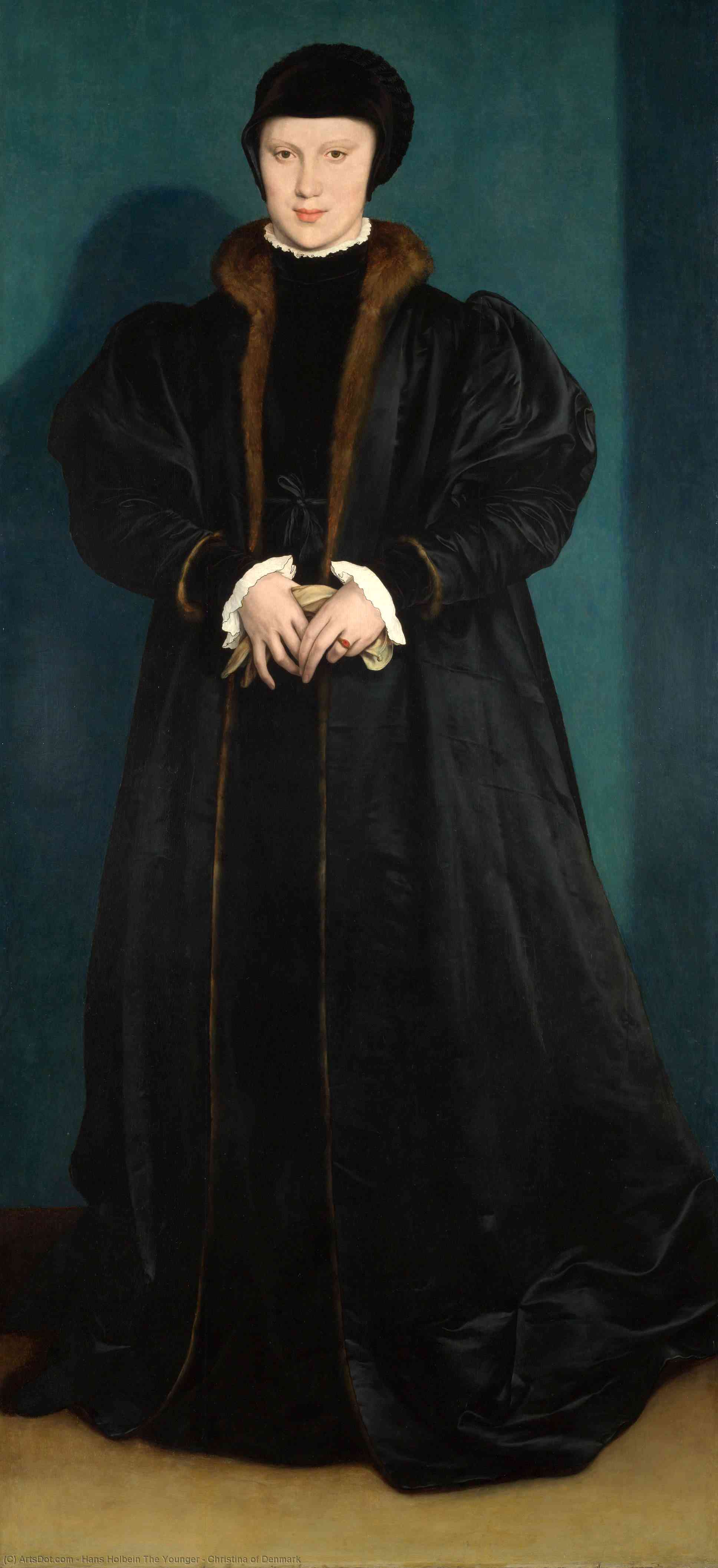 Wikoo.org - موسوعة الفنون الجميلة - اللوحة، العمل الفني Hans Holbein The Younger - Christina of Denmark