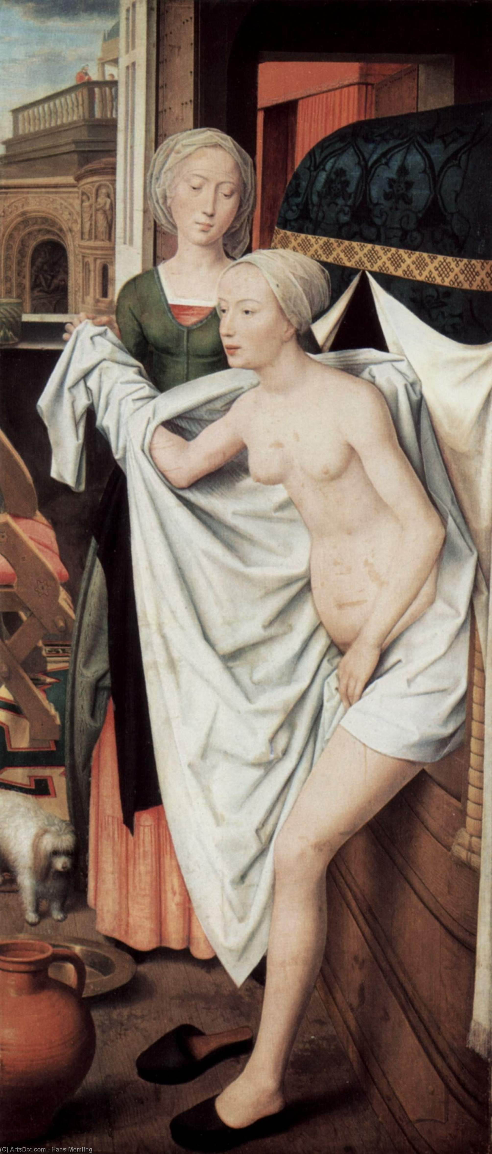 Wikioo.org – La Enciclopedia de las Bellas Artes - Pintura, Obras de arte de Hans Memling - Betsabé en el baño