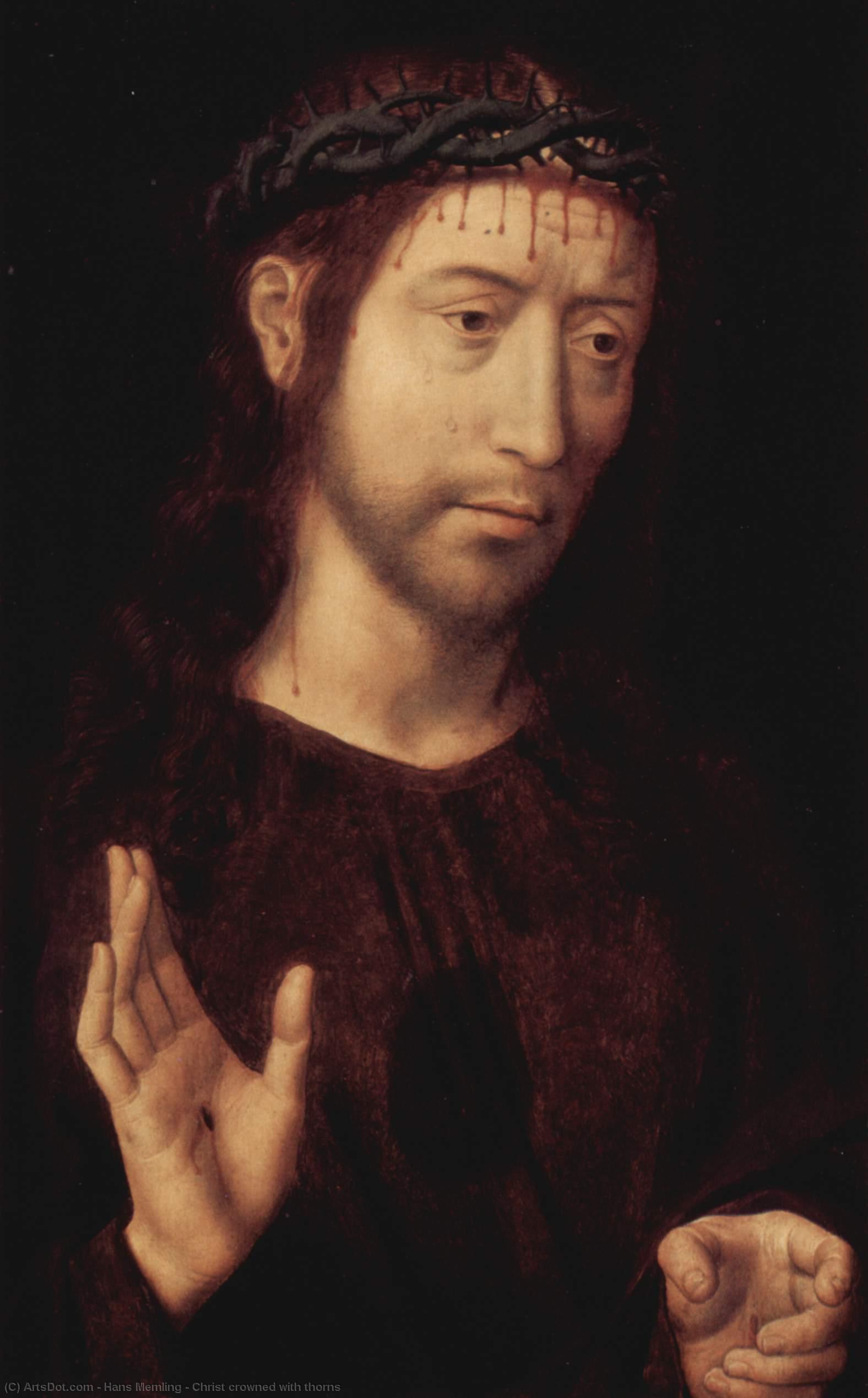 Wikioo.org – La Enciclopedia de las Bellas Artes - Pintura, Obras de arte de Hans Memling - Cristo Coronado  enestado  espinas