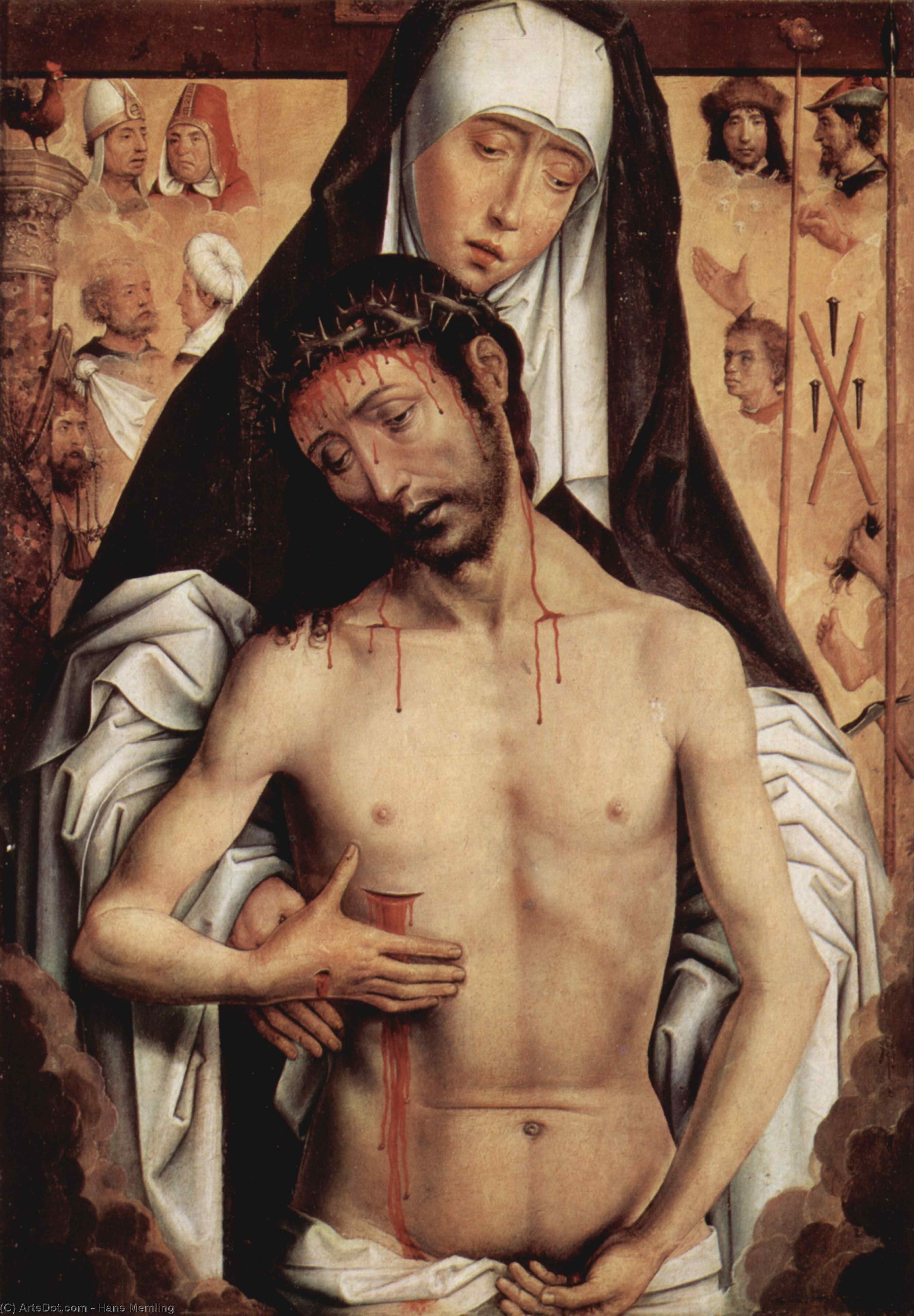 Wikioo.org – La Enciclopedia de las Bellas Artes - Pintura, Obras de arte de Hans Memling - el varón de dolores en el Brazos de la virgen