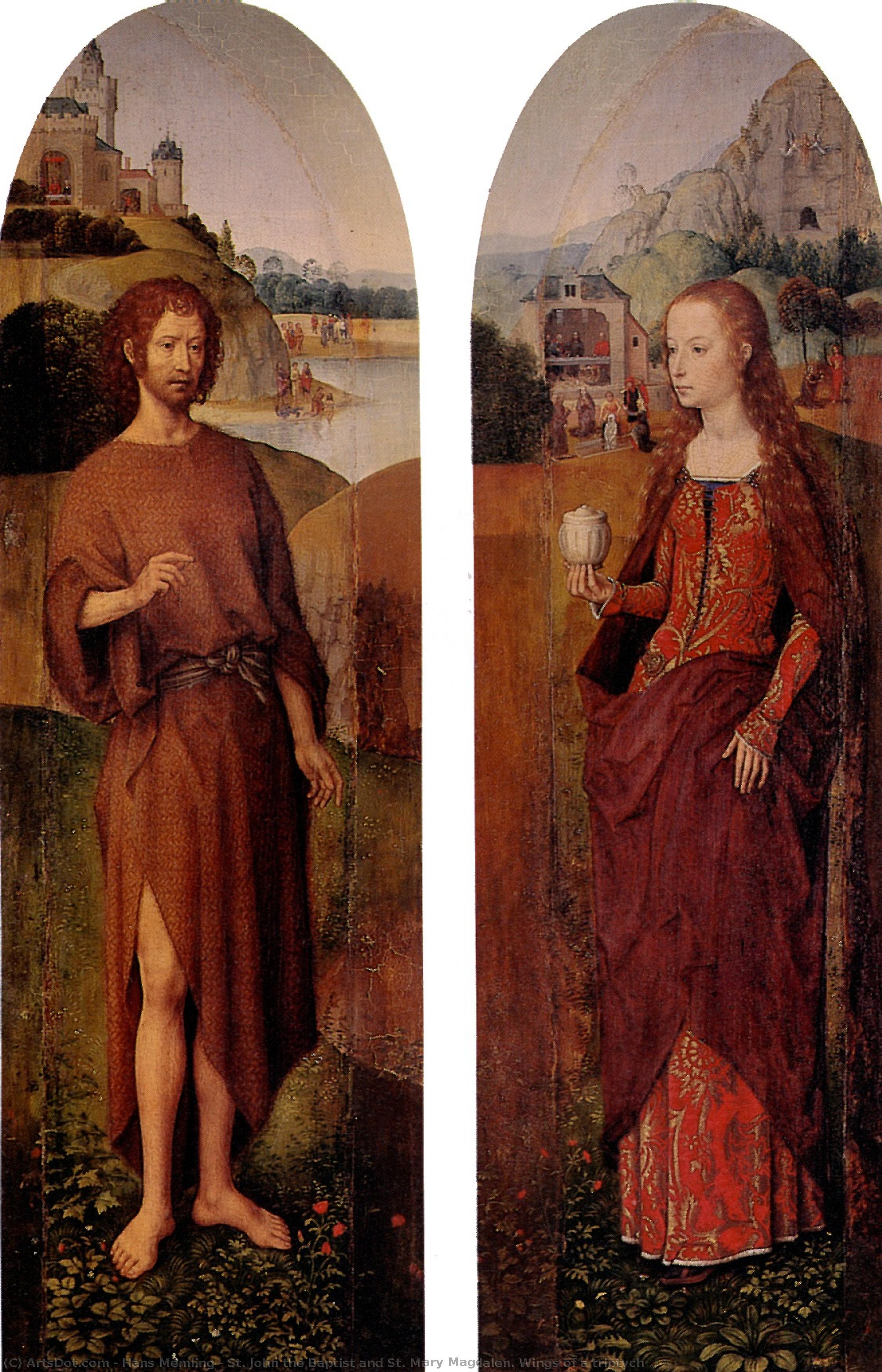 Wikioo.org - The Encyclopedia of Fine Arts - Painting, Artwork by Hans Memling - St. John the Baptist and St. Mary Magdalen. Wings of a triptych