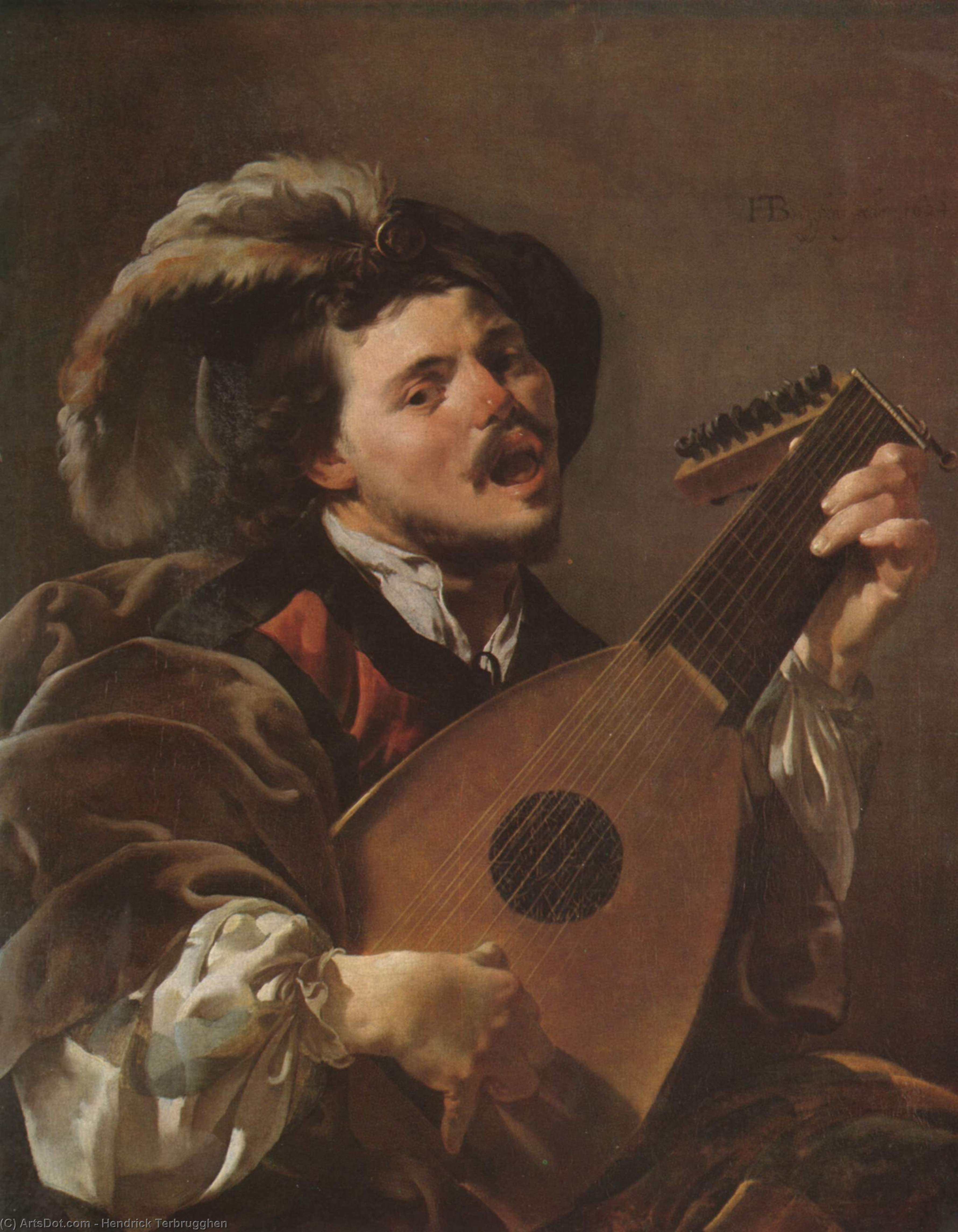 Wikioo.org - The Encyclopedia of Fine Arts - Painting, Artwork by Hendrick Terbrugghen - The Singing Lute Player