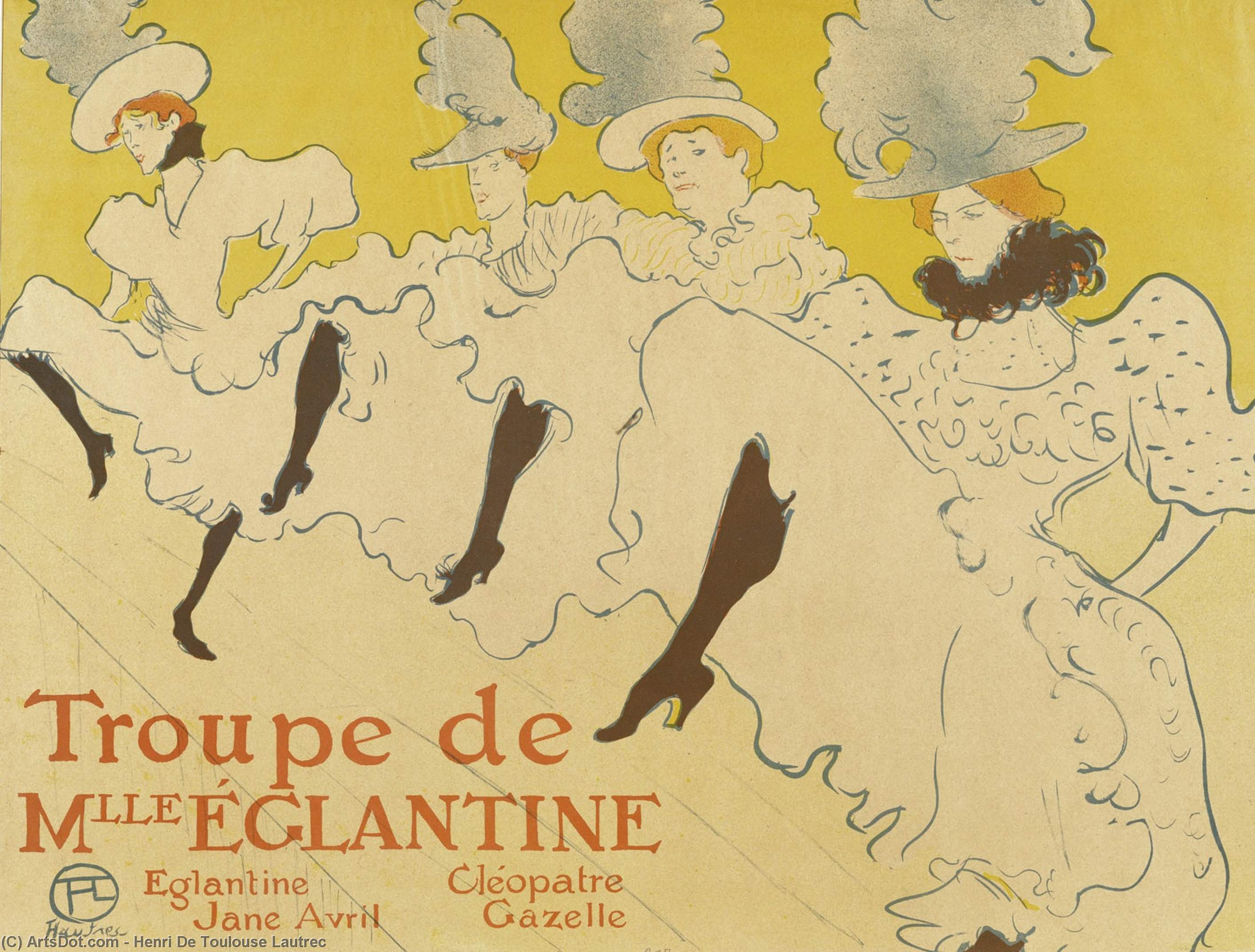 Wikioo.org – L'Enciclopedia delle Belle Arti - Pittura, Opere di Henri De Toulouse Lautrec - Compagnia teatrale de mlle elegantine ( affiche )