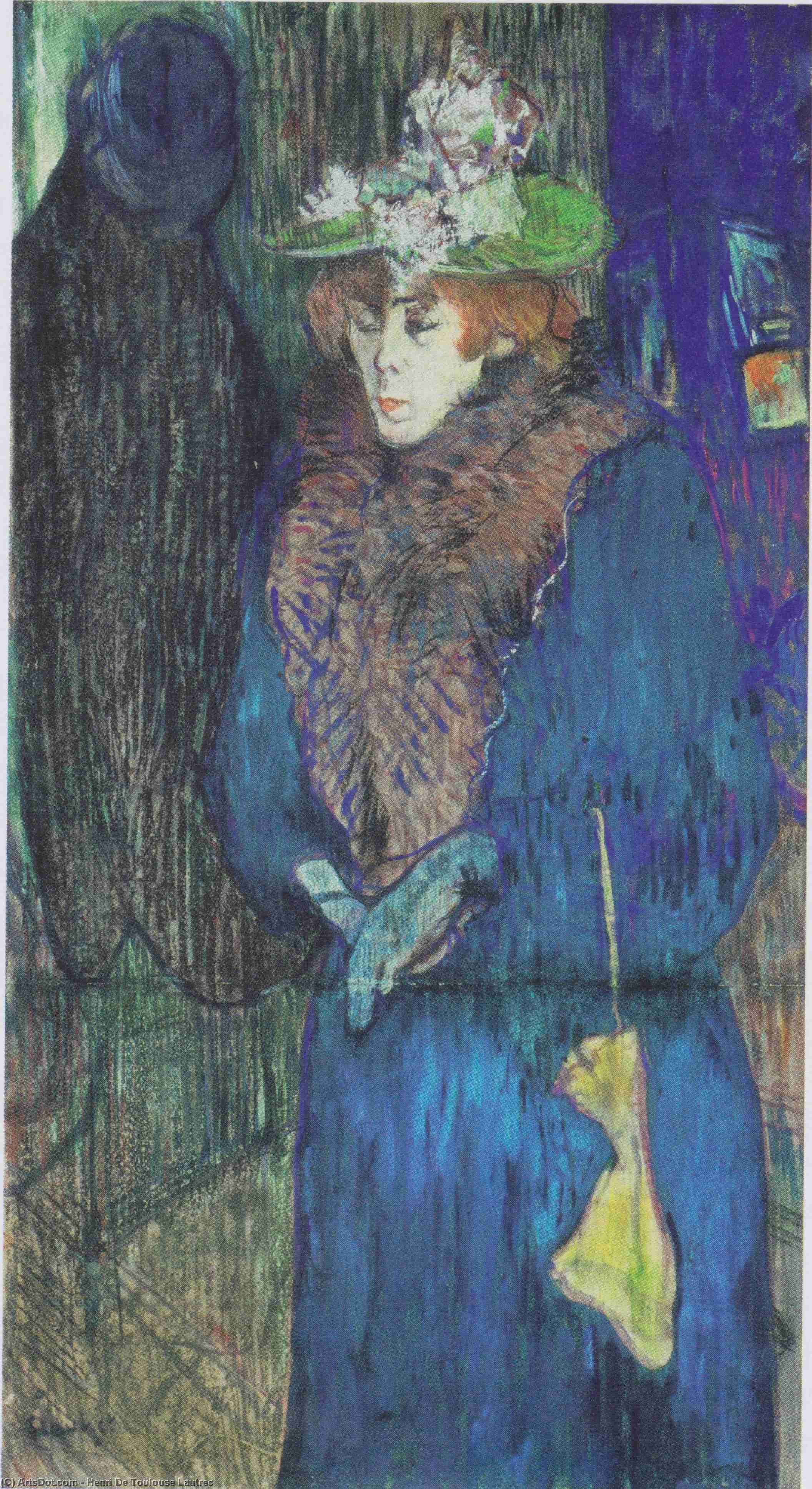 Wikioo.org - The Encyclopedia of Fine Arts - Painting, Artwork by Henri De Toulouse Lautrec - Jane Avril enter the Moulin Rouge