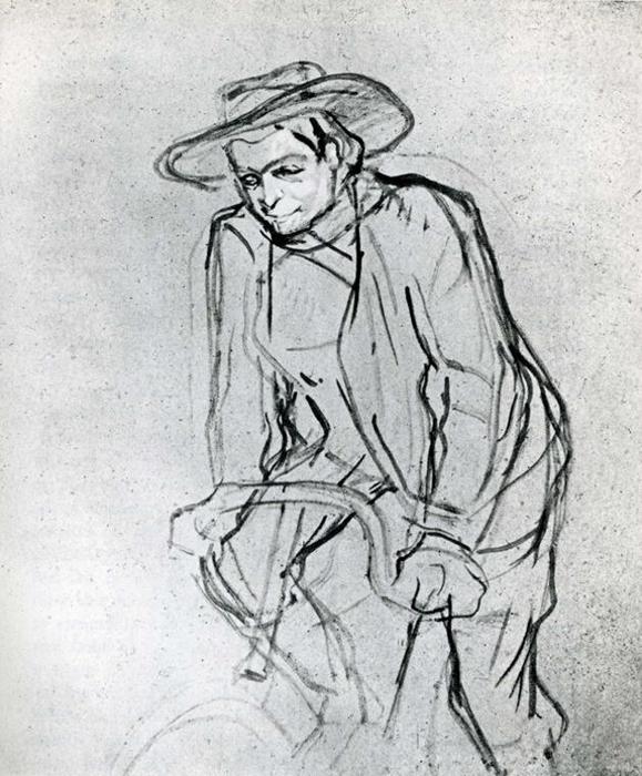 Wikioo.org - The Encyclopedia of Fine Arts - Painting, Artwork by Henri De Toulouse Lautrec - Aristide Bruant on His Bicycle