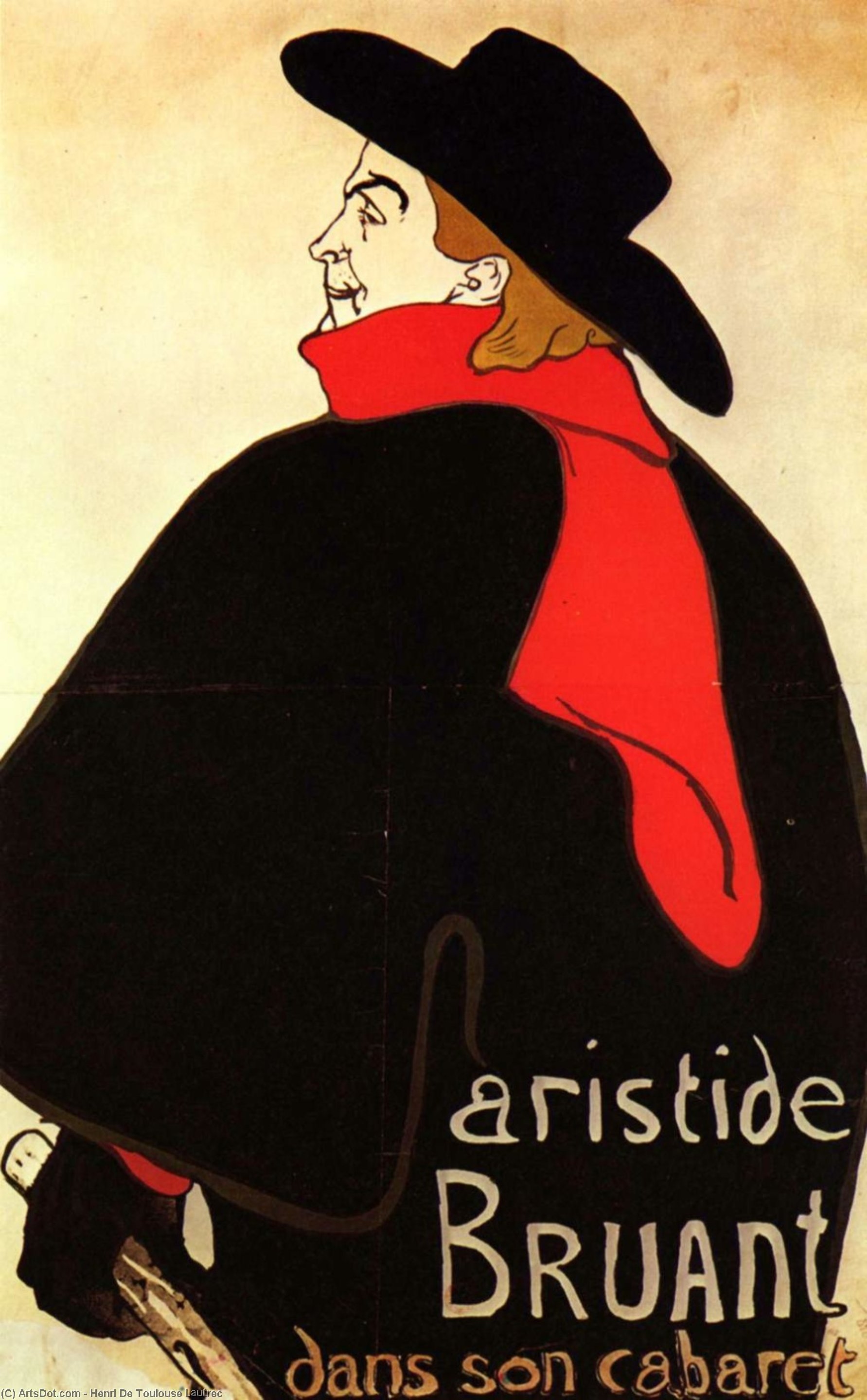 WikiOO.org - Encyclopedia of Fine Arts - Malba, Artwork Henri De Toulouse Lautrec - Aristide Bruant in his cabaret