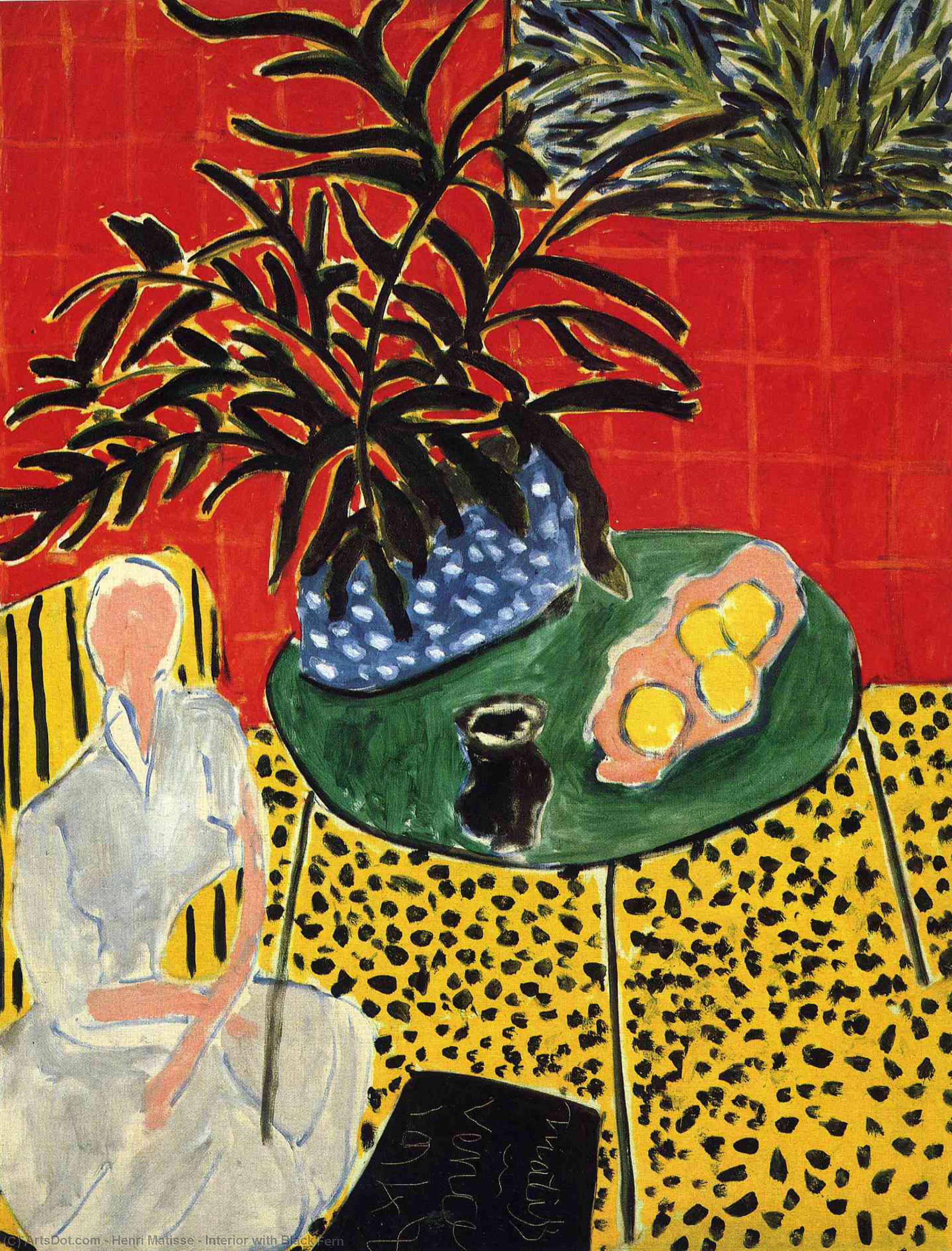 Wikioo.org - The Encyclopedia of Fine Arts - Painting, Artwork by Henri Matisse - Interior with Black Fern