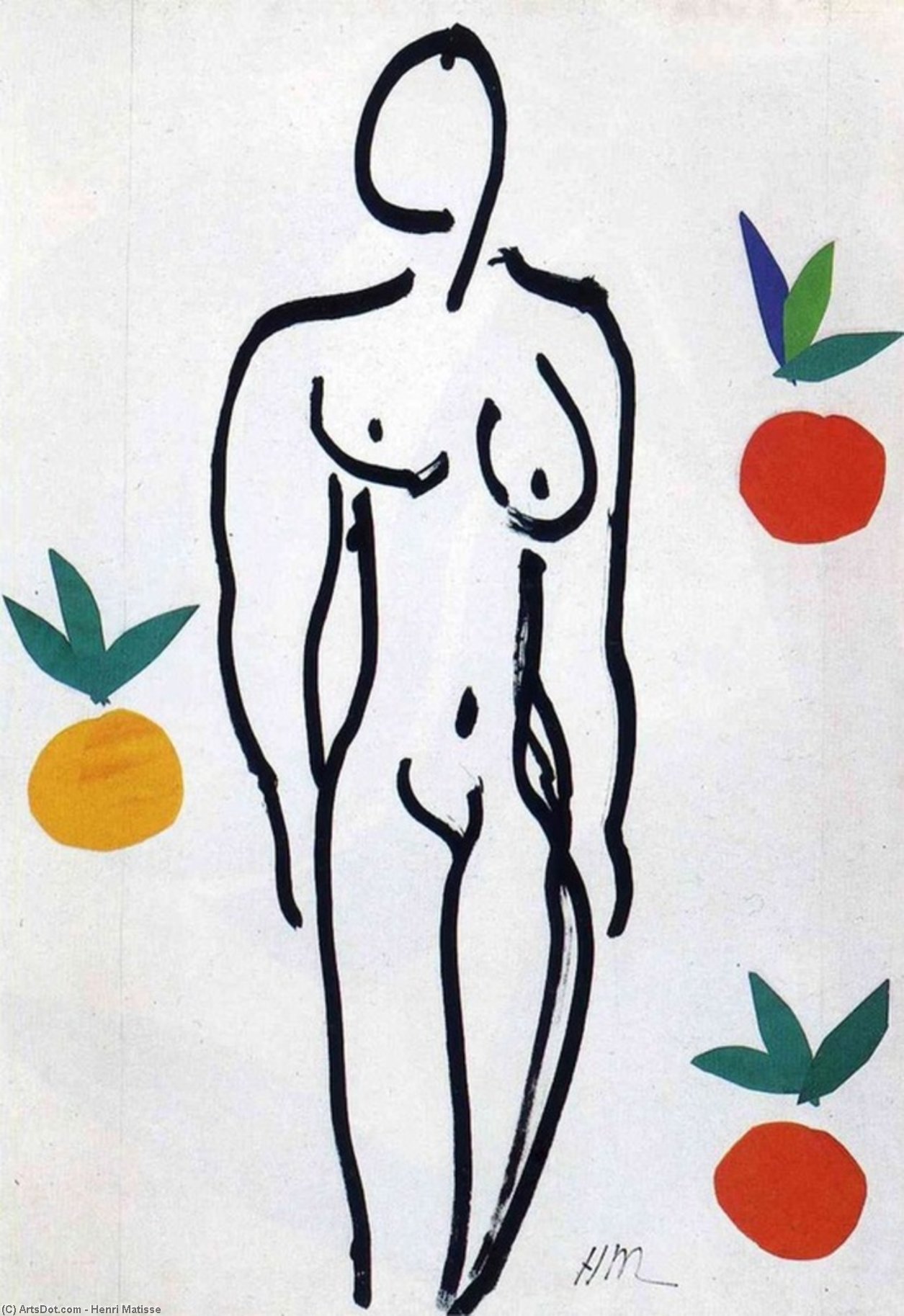 WikiOO.org - Enciklopedija dailės - Tapyba, meno kuriniai Henri Matisse - Nude with Oranges