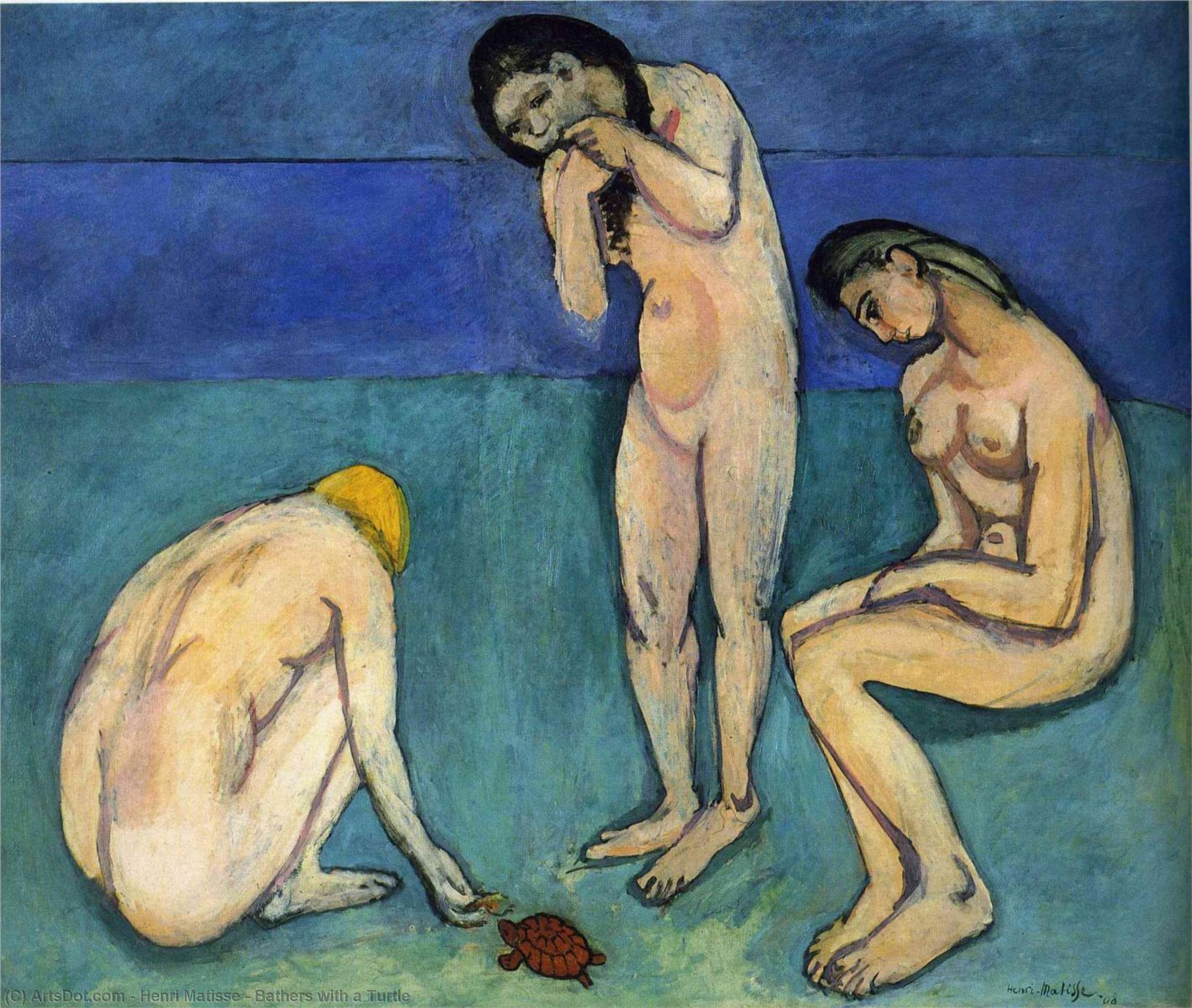 Wikioo.org – La Enciclopedia de las Bellas Artes - Pintura, Obras de arte de Henri Matisse - Bañistas con una tortuga