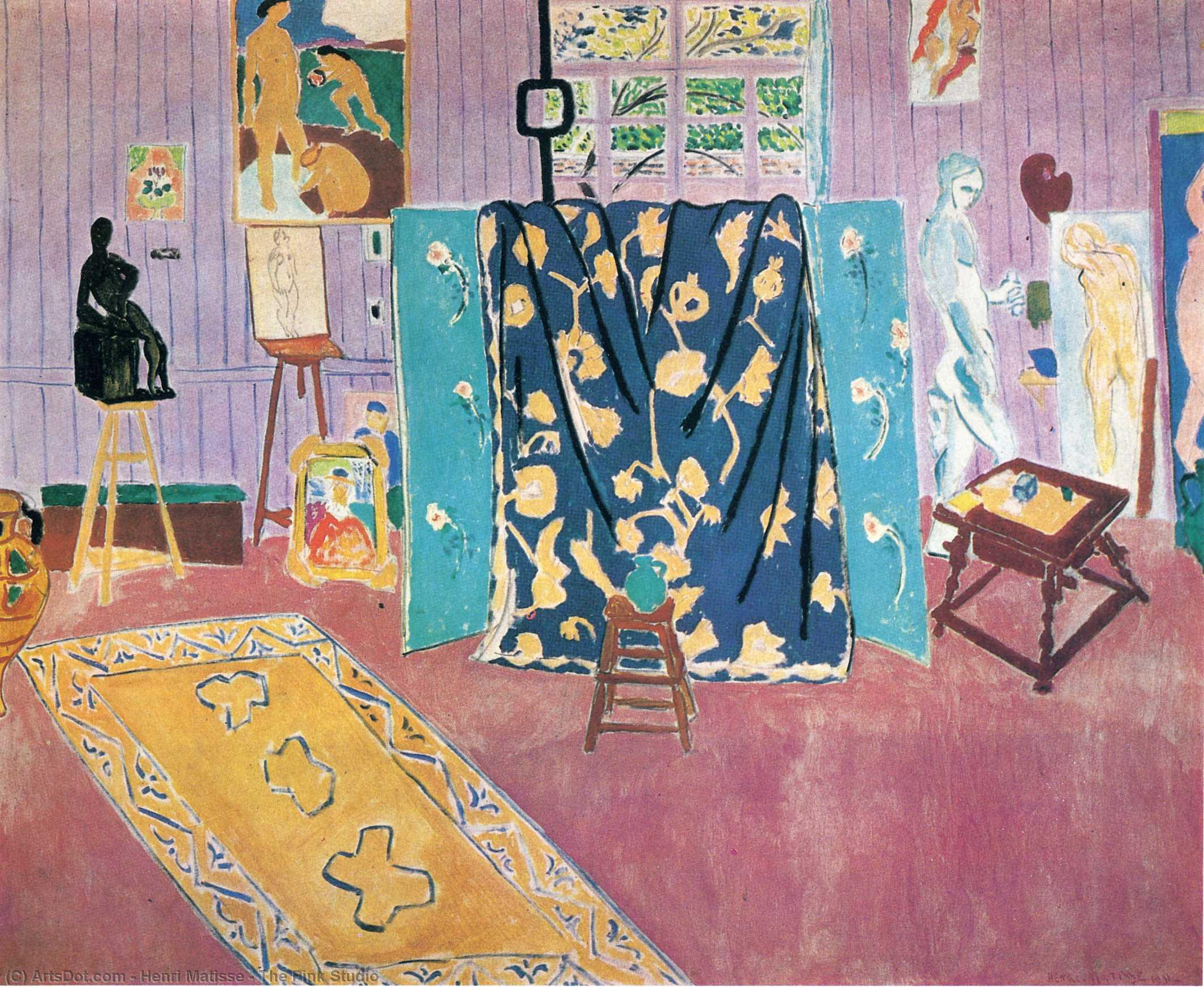 Wikioo.org - Die Enzyklopädie bildender Kunst - Malerei, Kunstwerk von Henri Matisse - das rosa studio