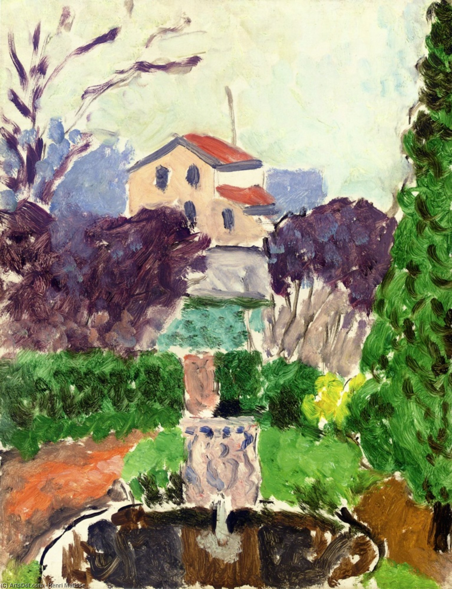 Wikoo.org - موسوعة الفنون الجميلة - اللوحة، العمل الفني Henri Matisse - The Artist's Garden at Issy les Moulineaux